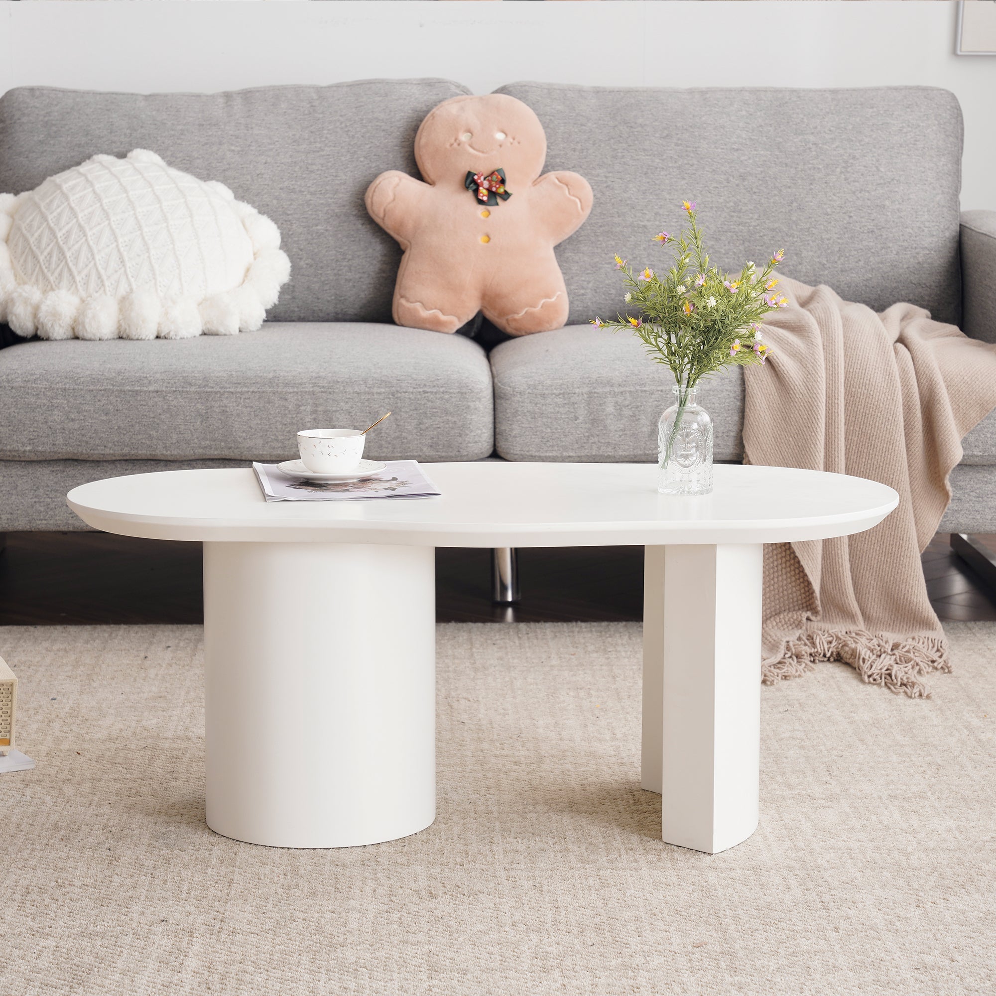 Coffee Table, Irregular 100cm Durable White MDF