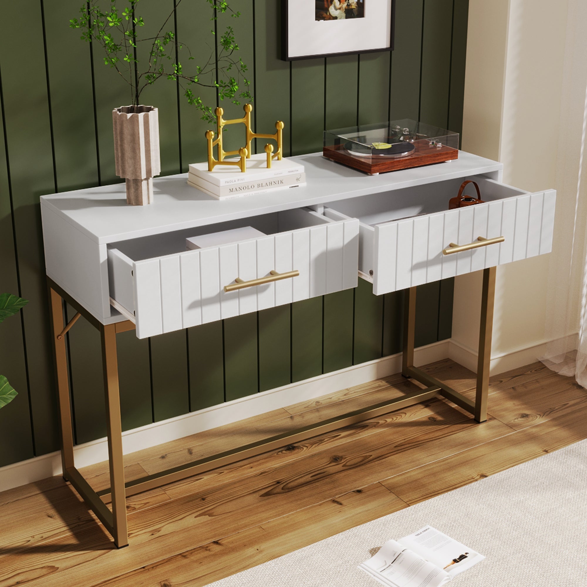 Dressing table with 2 drawers, 75cm high, white