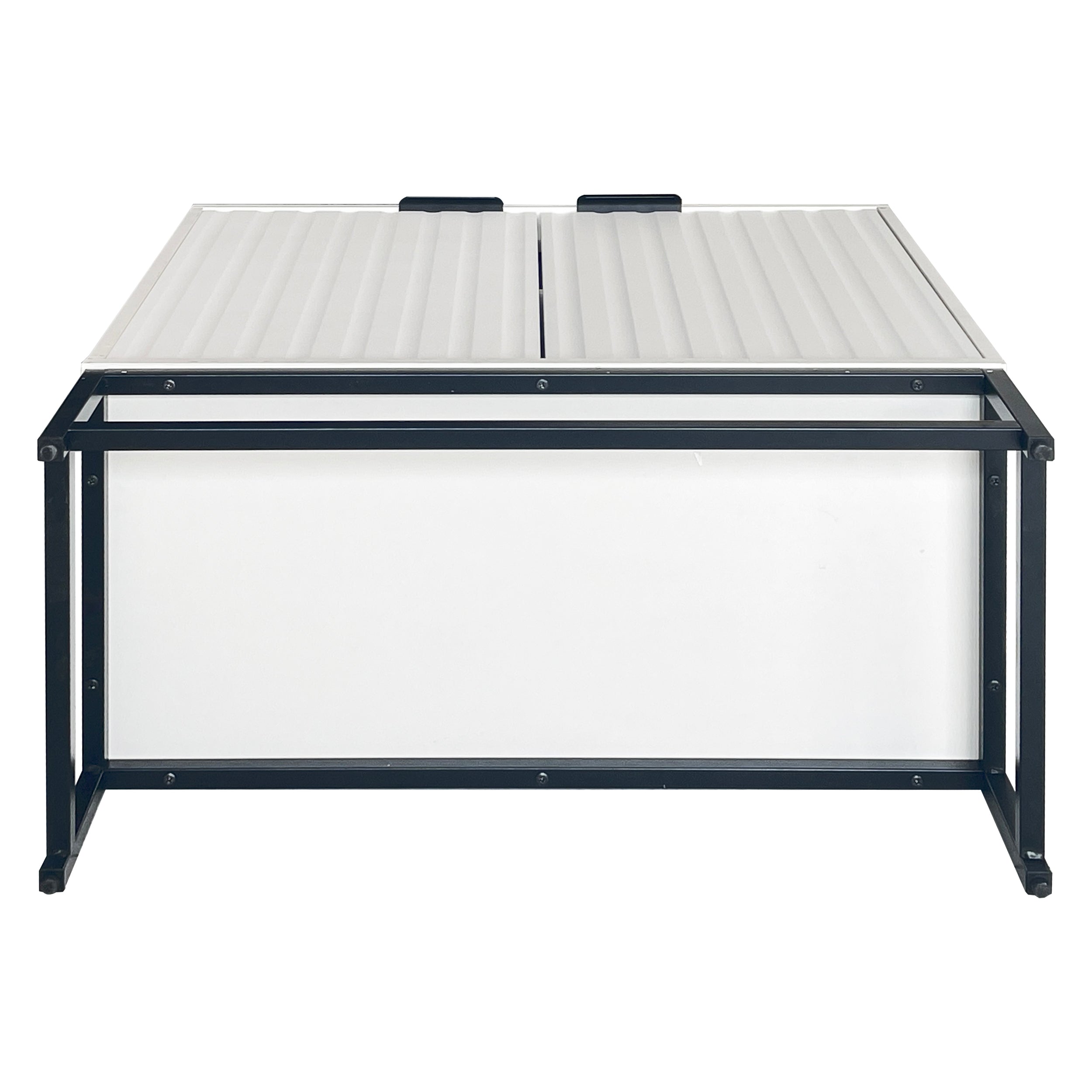 Modern sideboard chest of drawers with 2 doors, standing storage cabinet with metal handles and frame legs, vacuum forming
