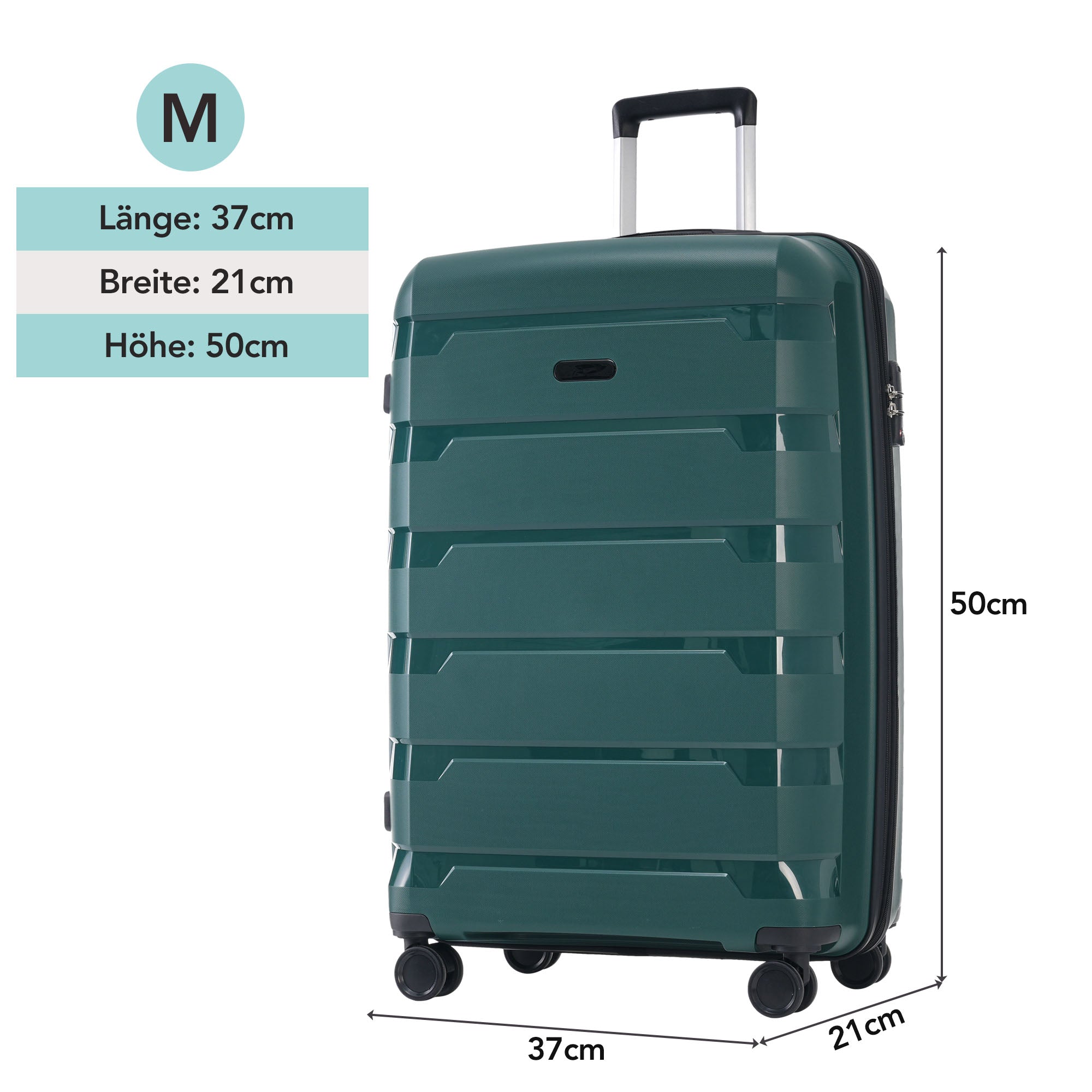 M-L-XL Suitcase, 3-Piece Set with TSA Locks & Double Wheels, PP Material