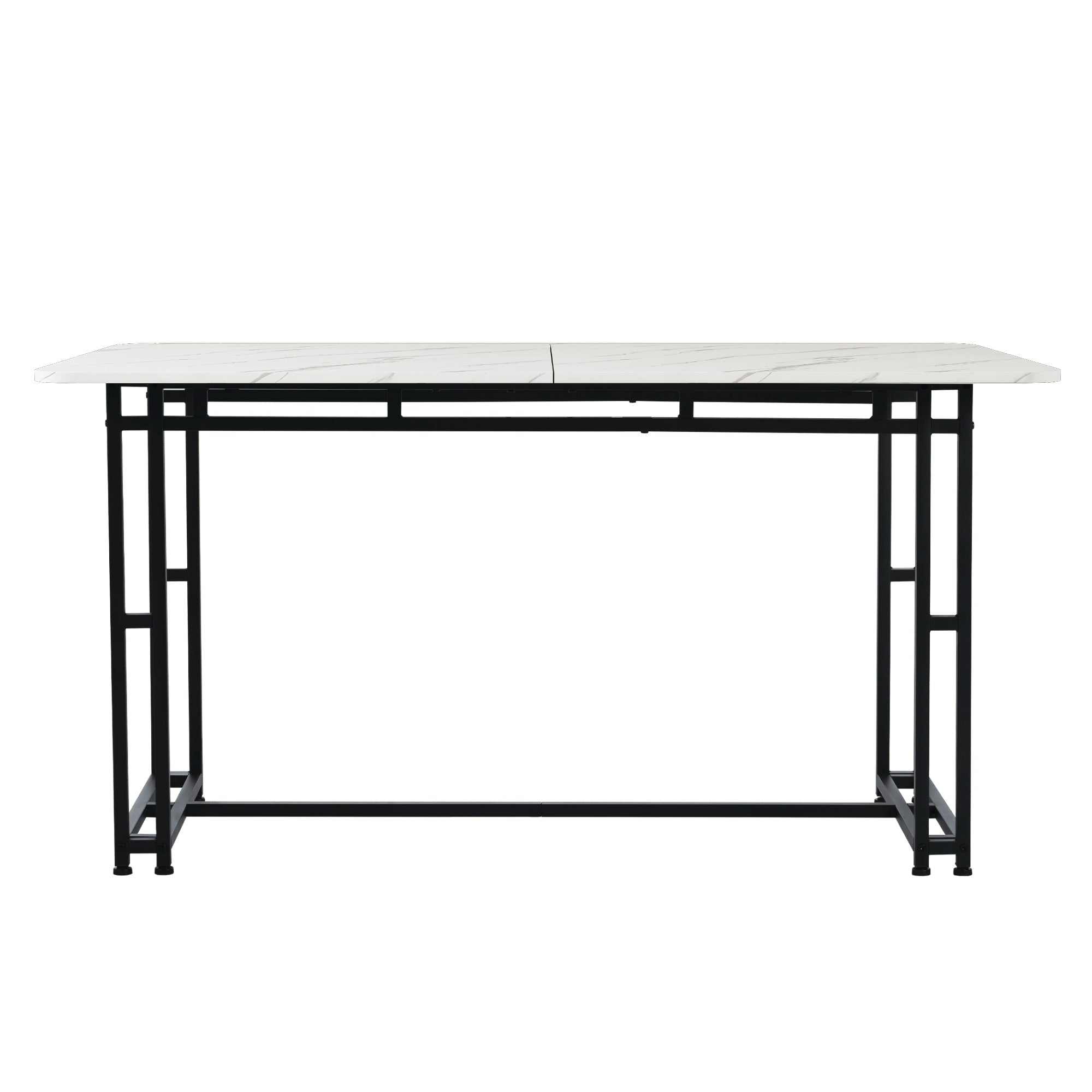 Leichter Luxus-Esstisch, 140x80cm rechteckiger Metallrahmen, Schwarz