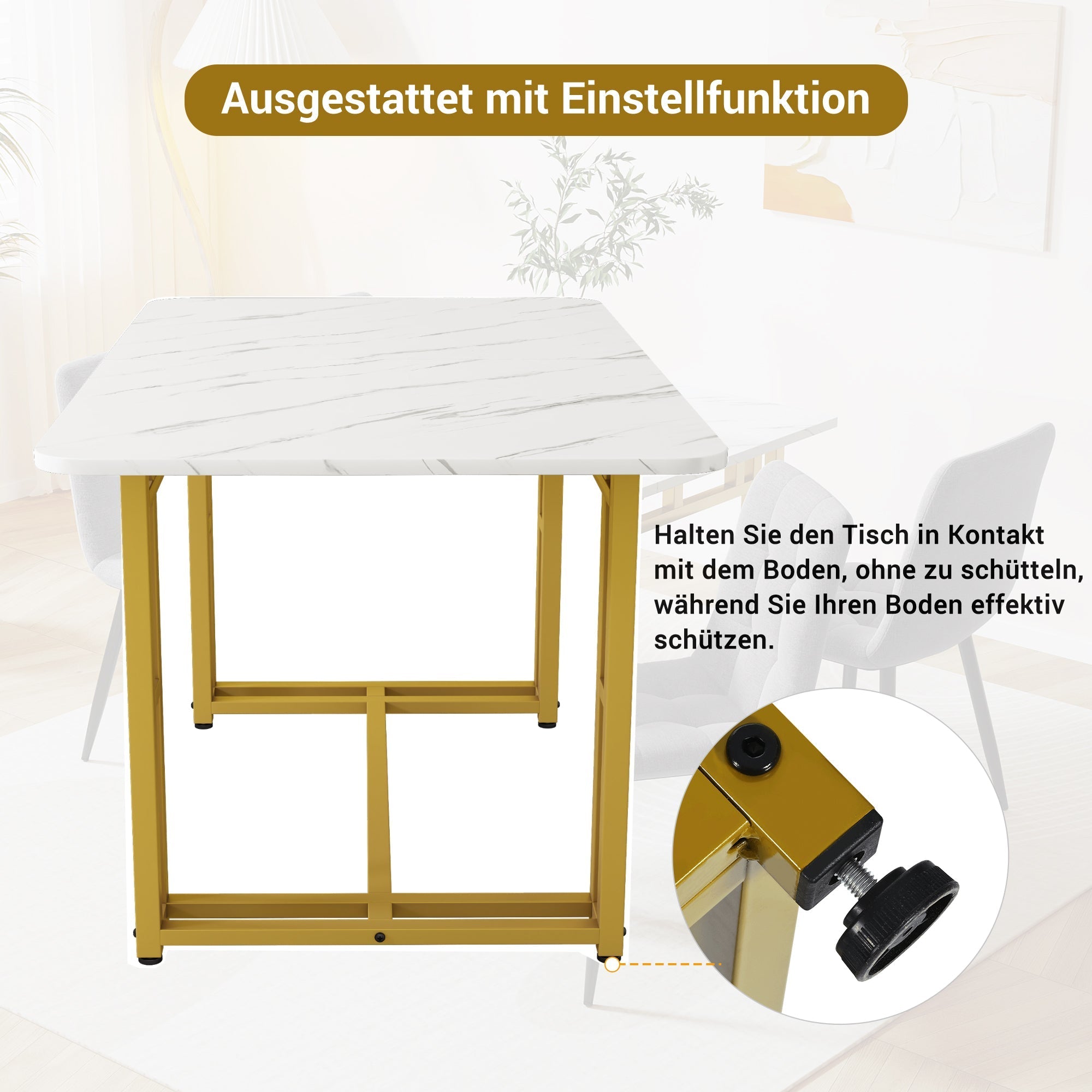 Dining Set 120x70cm with 4 Chairs Modern Gold Iron Leg Dark Green Velvet