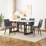 Dining Set 5-Piece 120x70cm Table 4 Dark Grey Velvet Chairs Black Iron Legs