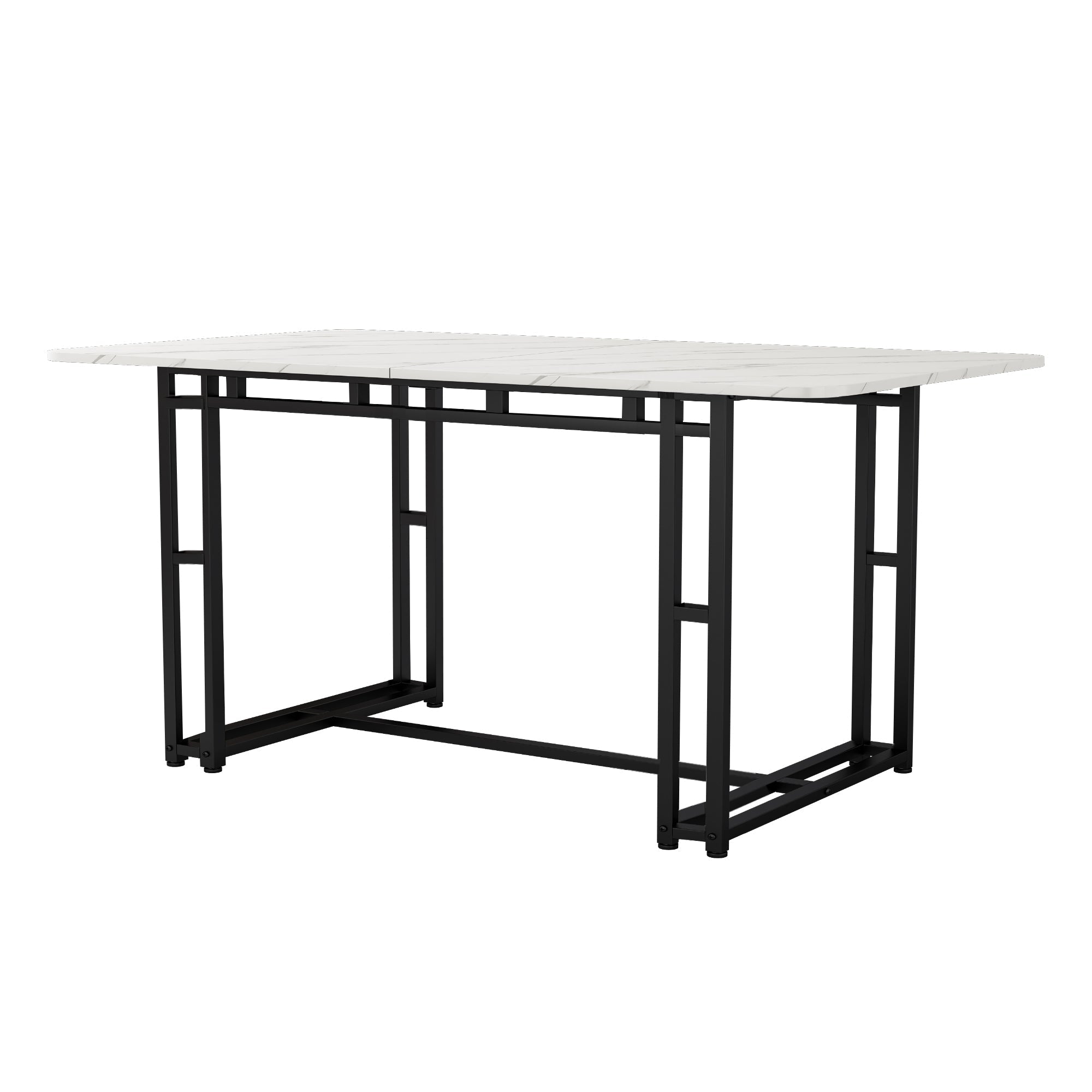 Leichter Luxus-Esstisch, 140x80cm rechteckiger Metallrahmen, Schwarz