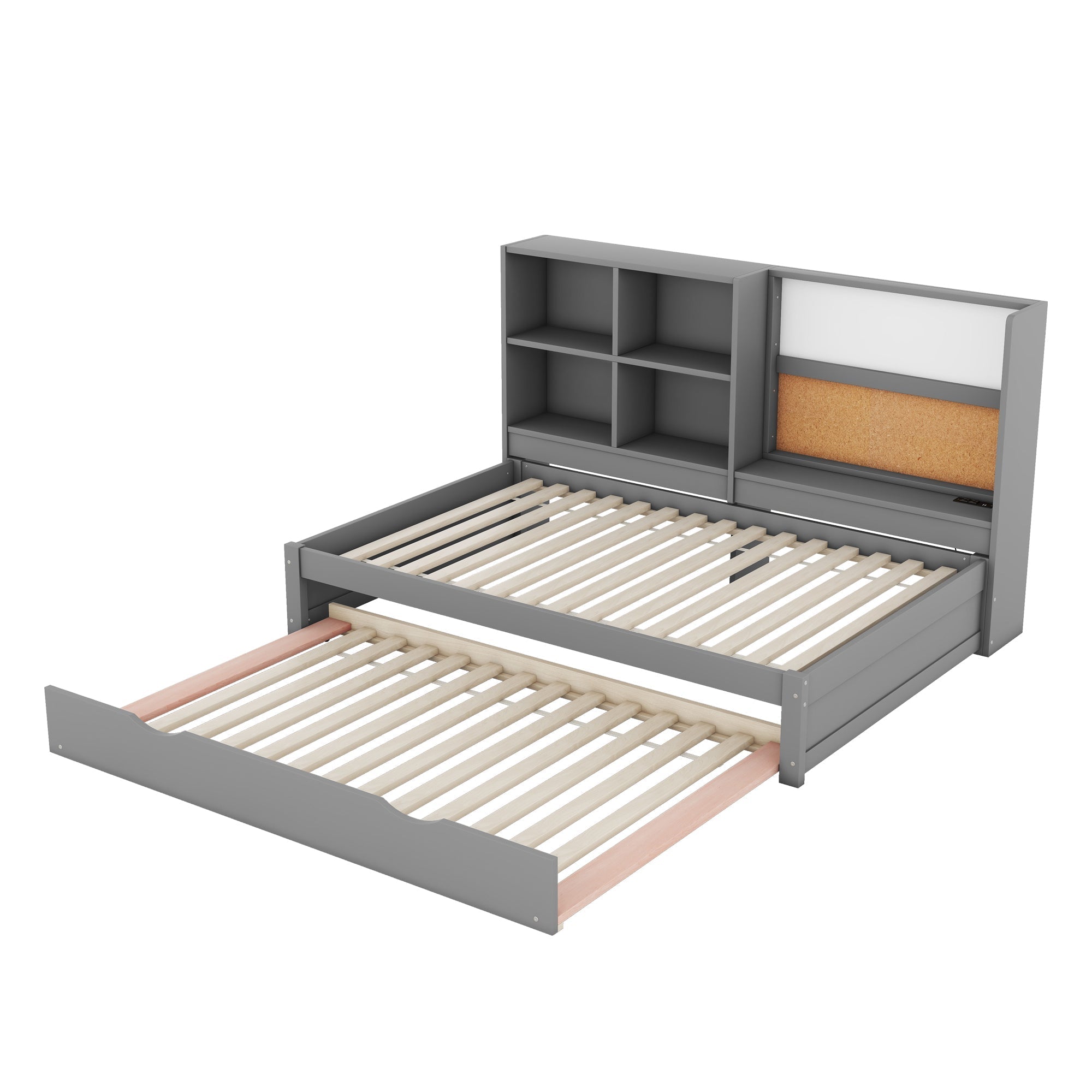 Sofa Bed 90x200cm Pull-out Bed USB Charging Drawing Board Storage - Grey