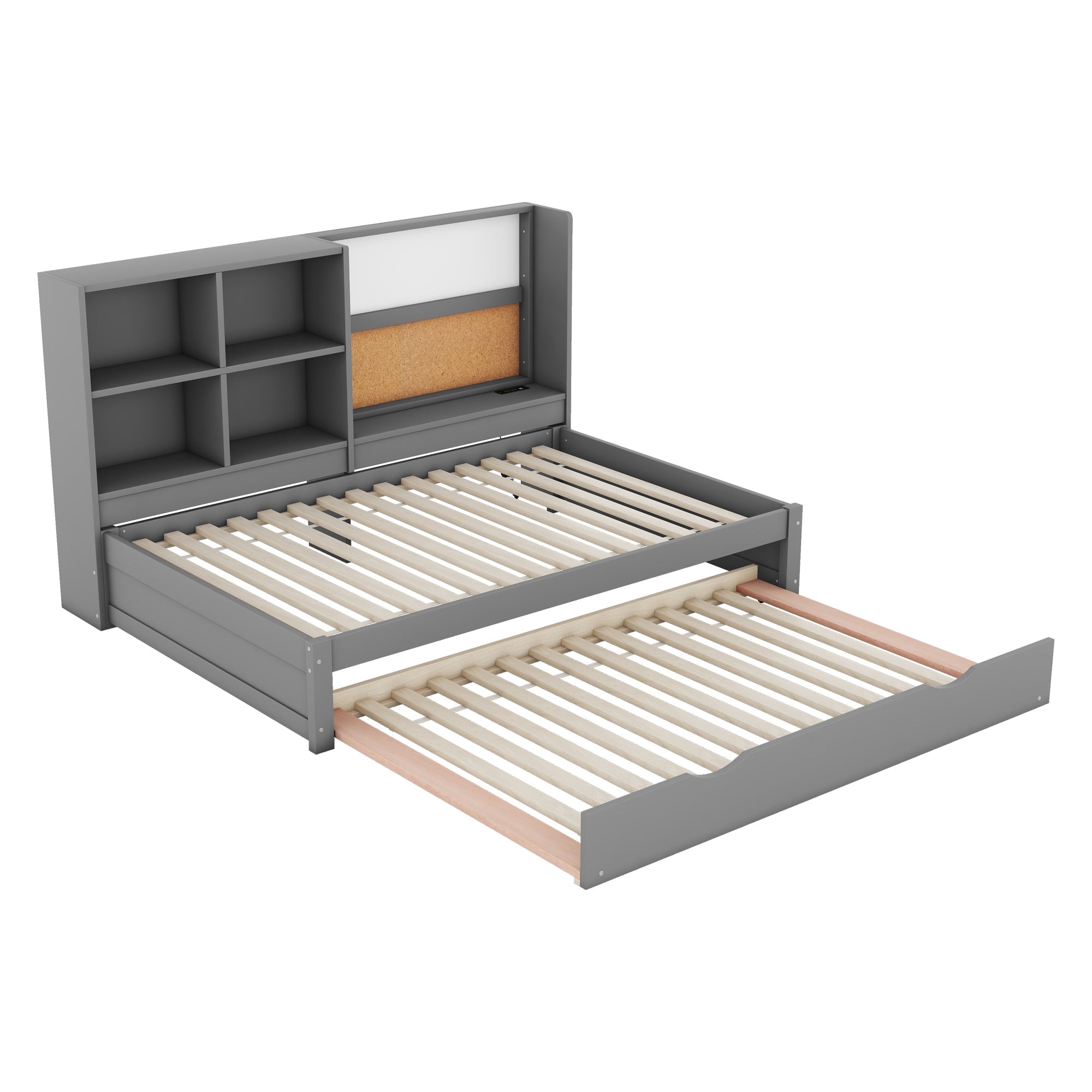 Sofa Bed 90x200cm Pull-out Bed USB Charging Drawing Board Storage - Grey