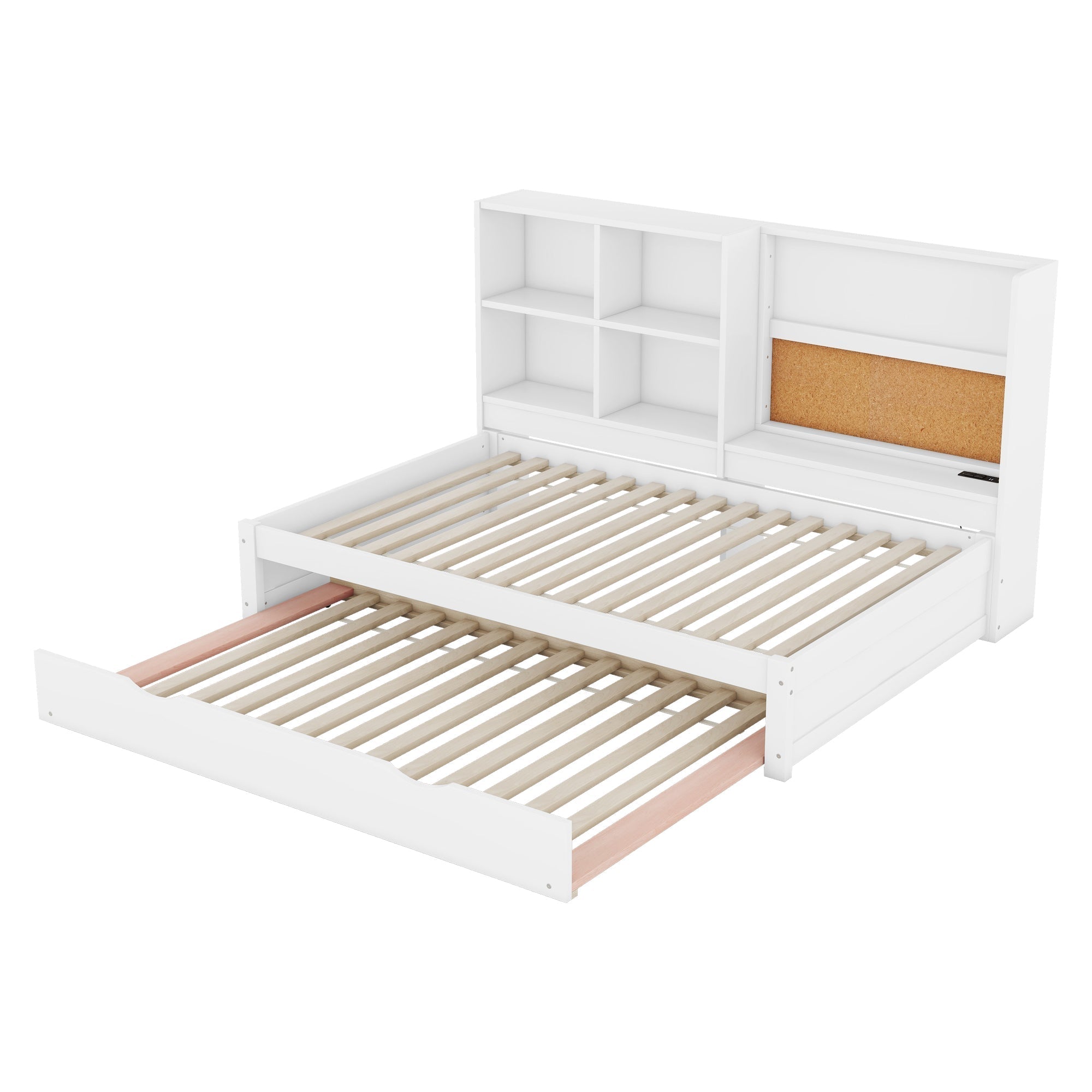 Sofa Bed 90x200cm Pull-out Bed USB Charging Drawing Board Storage - White
