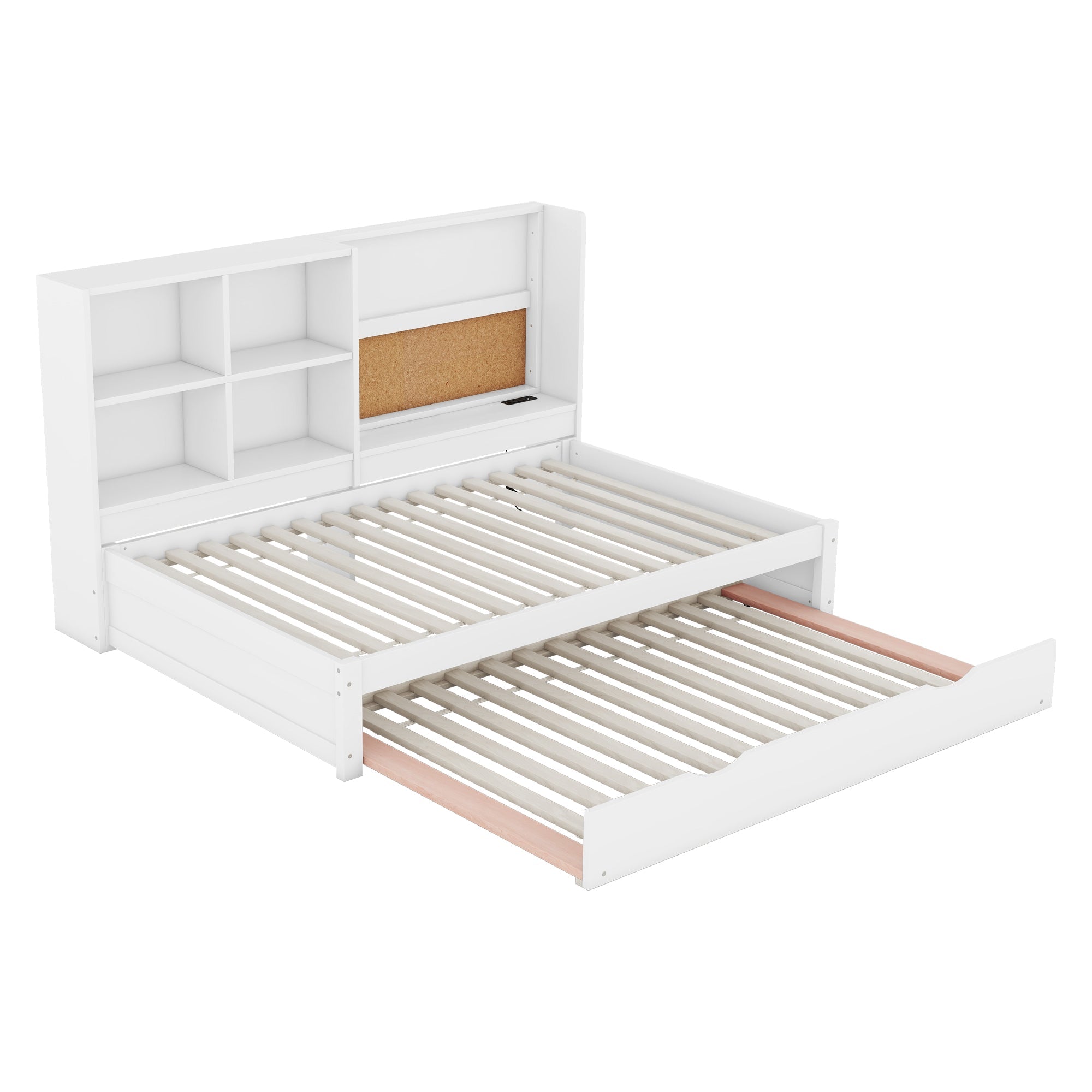 Sofa Bed 90x200cm Pull-out Bed USB Charging Drawing Board Storage - White