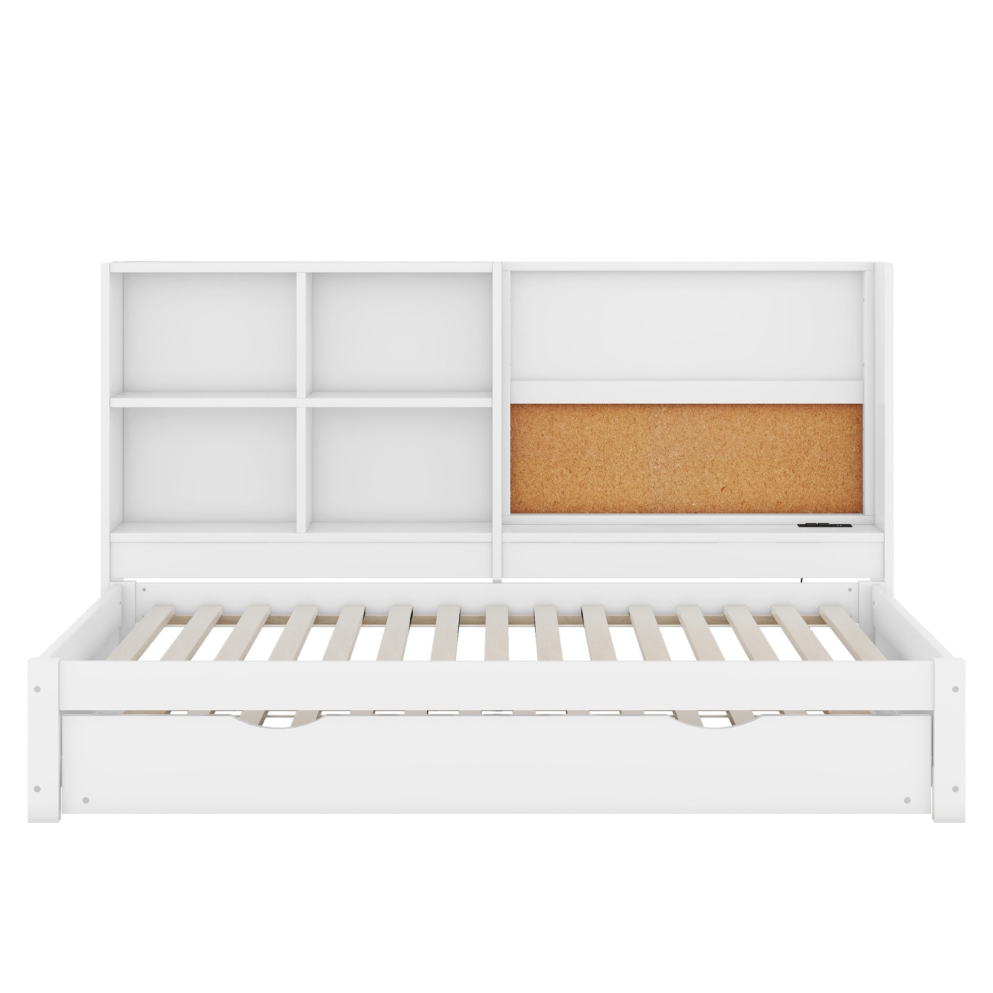 Sofa Bed 90x200cm Pull-out Bed USB Charging Drawing Board Storage - White