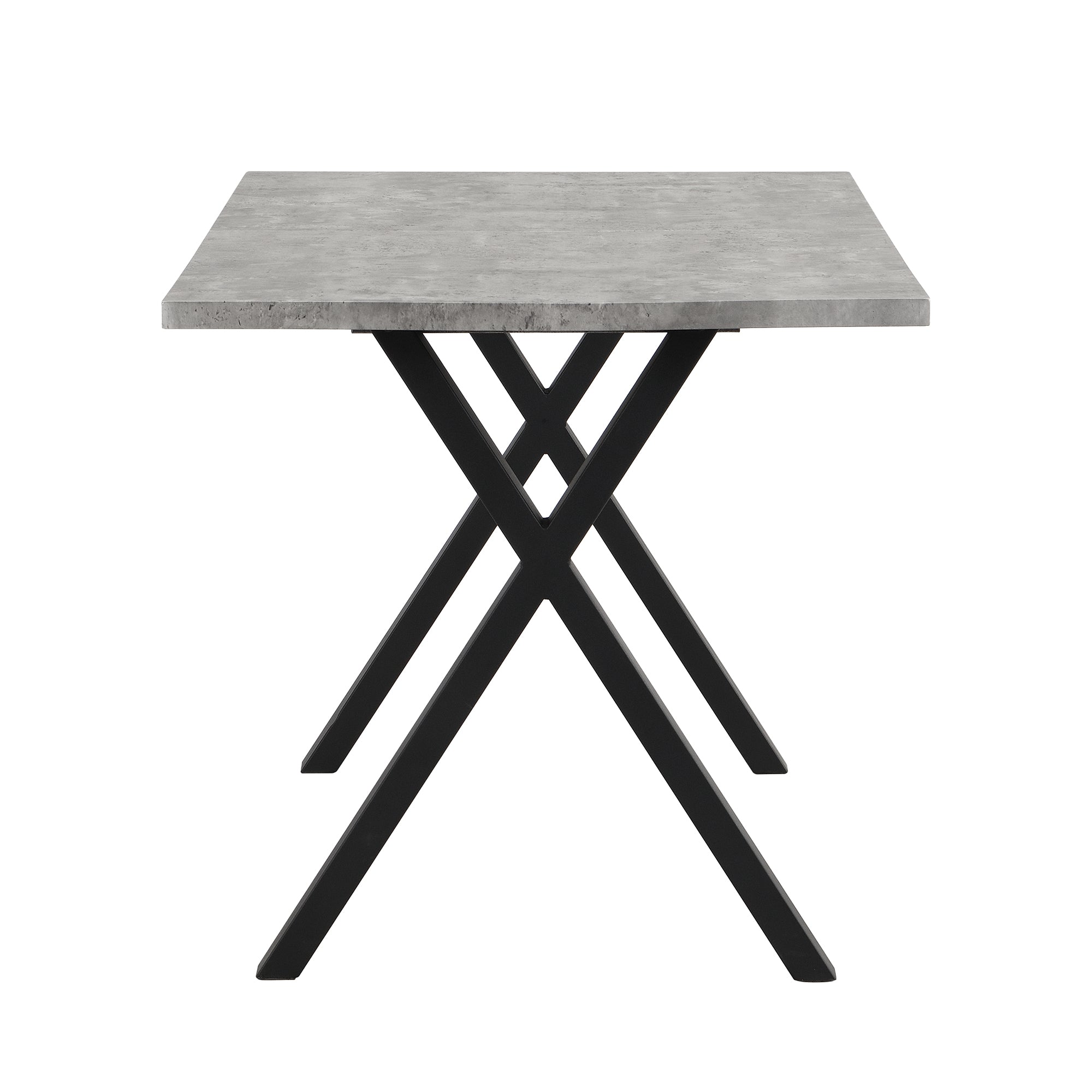 Dining Table Rectangular 140x80cm Crossed Legs Wrought Iron - Concrete Look/Black