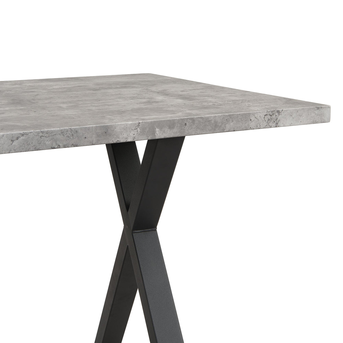 Dining Table Rectangular 140x80cm Crossed Legs Wrought Iron - Concrete Look/Black