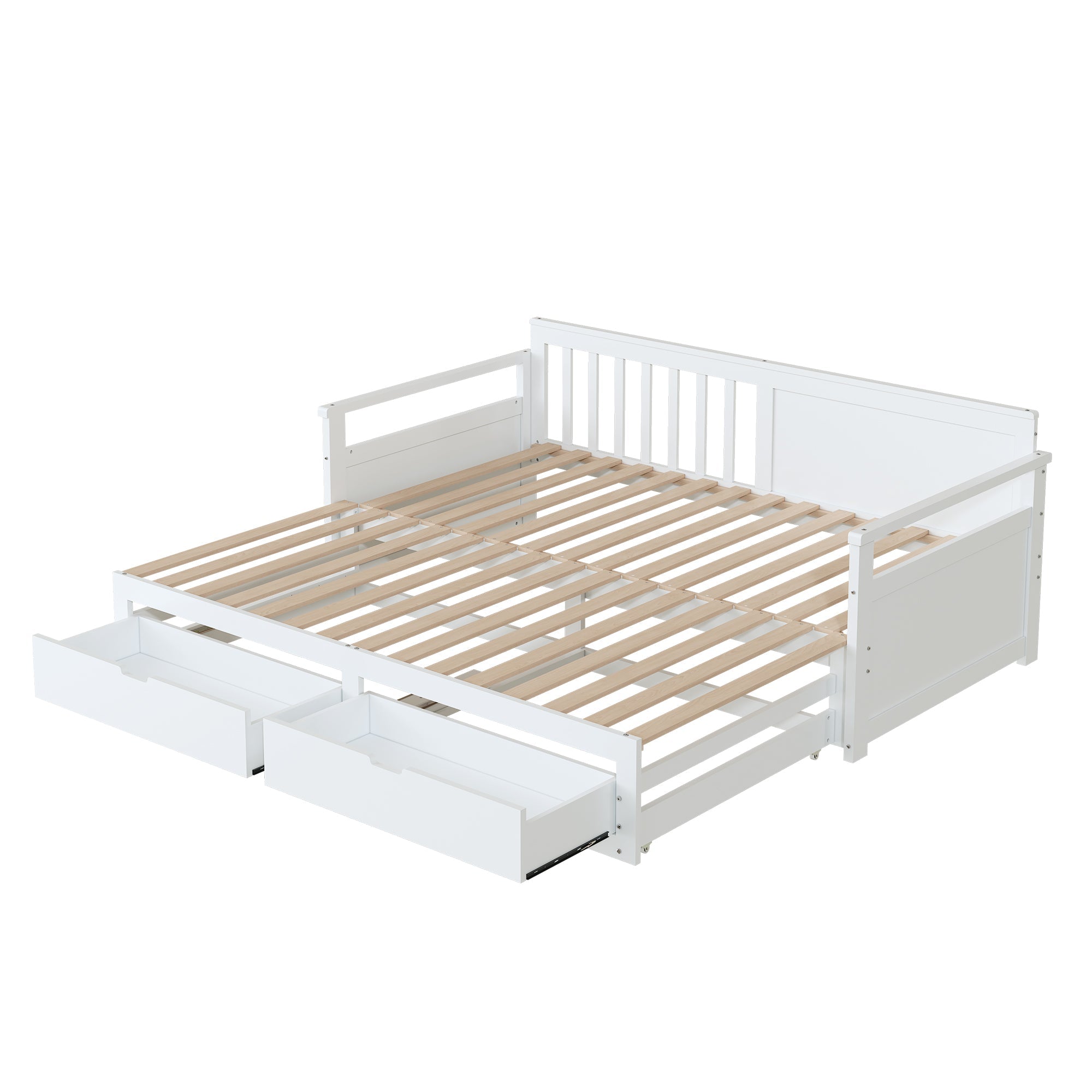 Daybed 90(180)x190 Pine with Drawers and Pull-out Bed, White