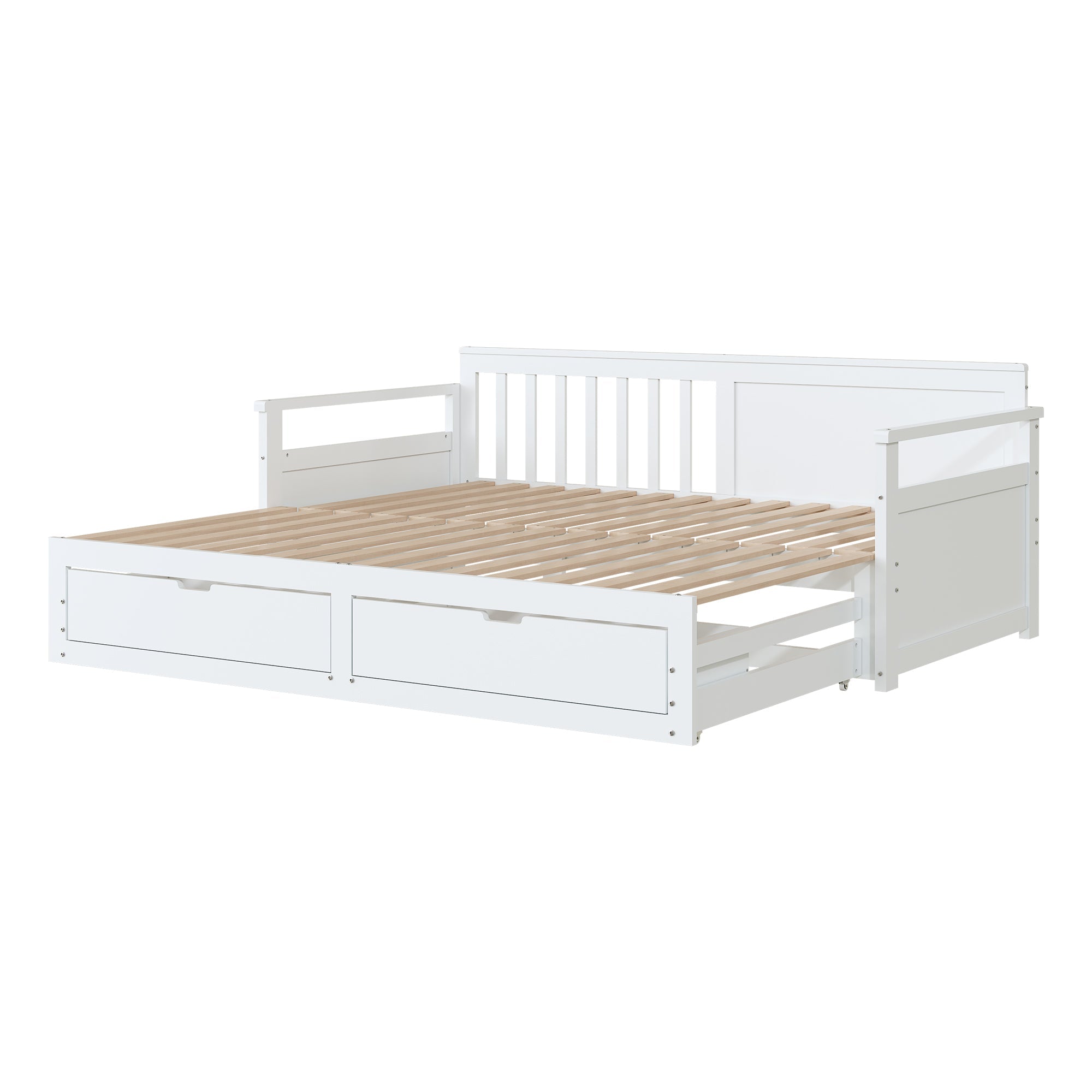 Daybed 90(180)x190 Pine with Drawers and Pull-out Bed, White