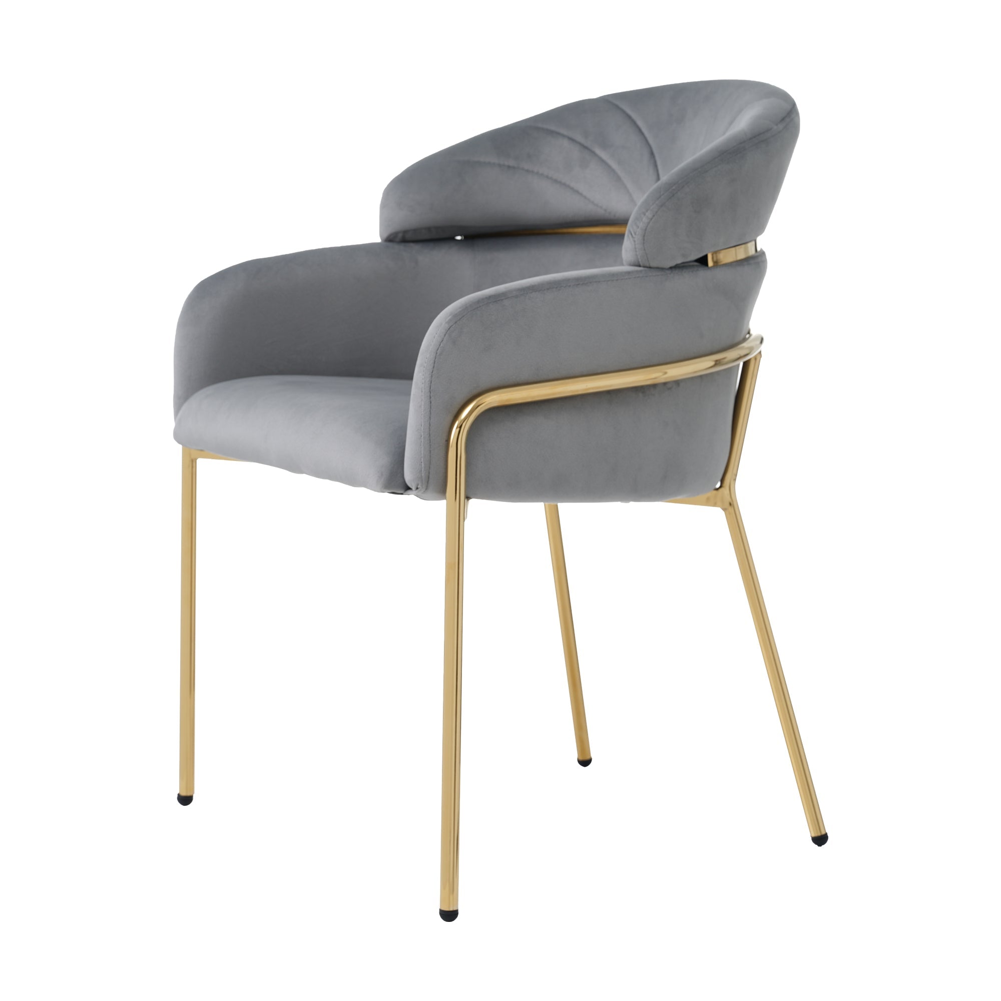 Dining Chair Light Luxury Leisure Metal Legs Velvet Grey