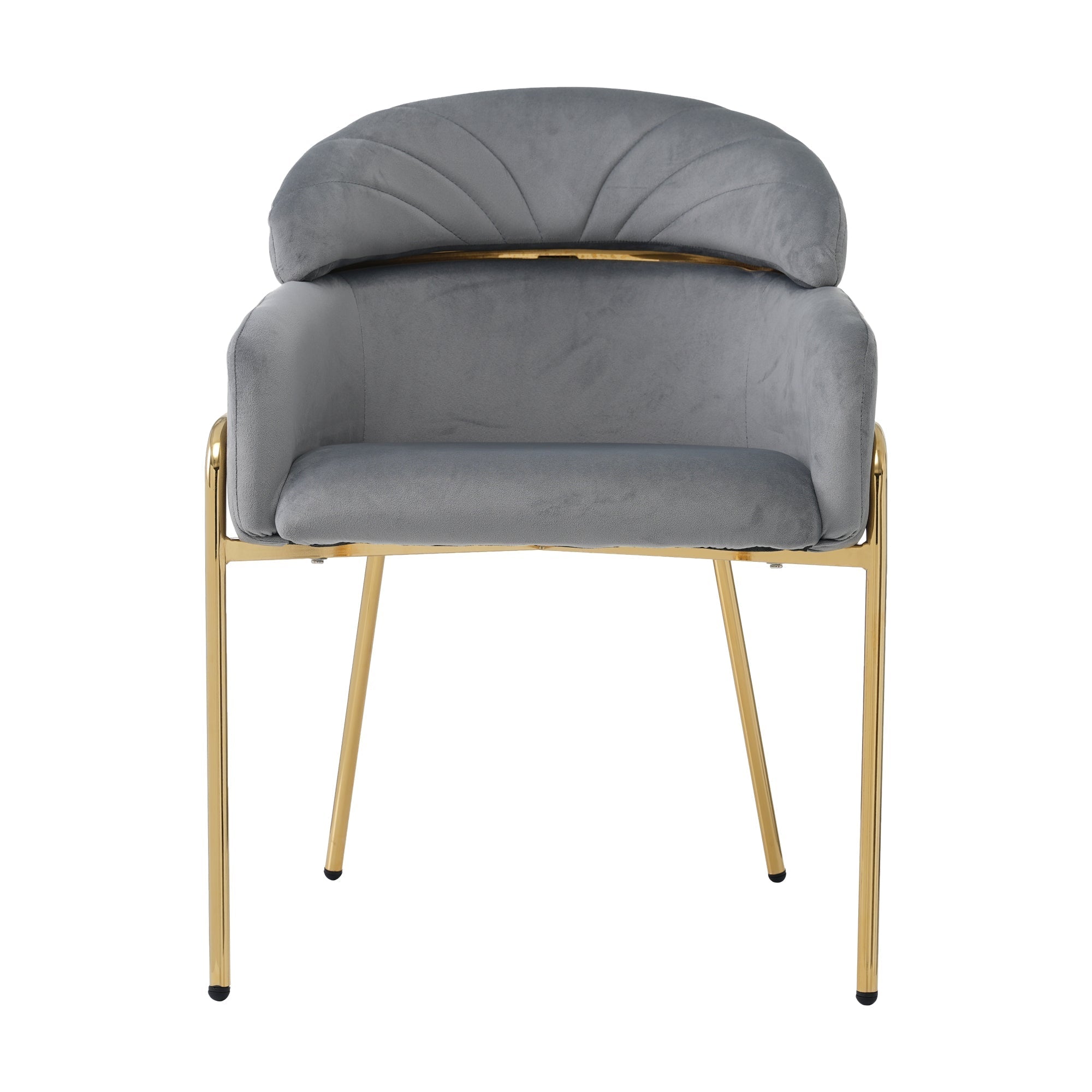 Dining Chair Light Luxury Leisure Metal Legs Velvet Grey
