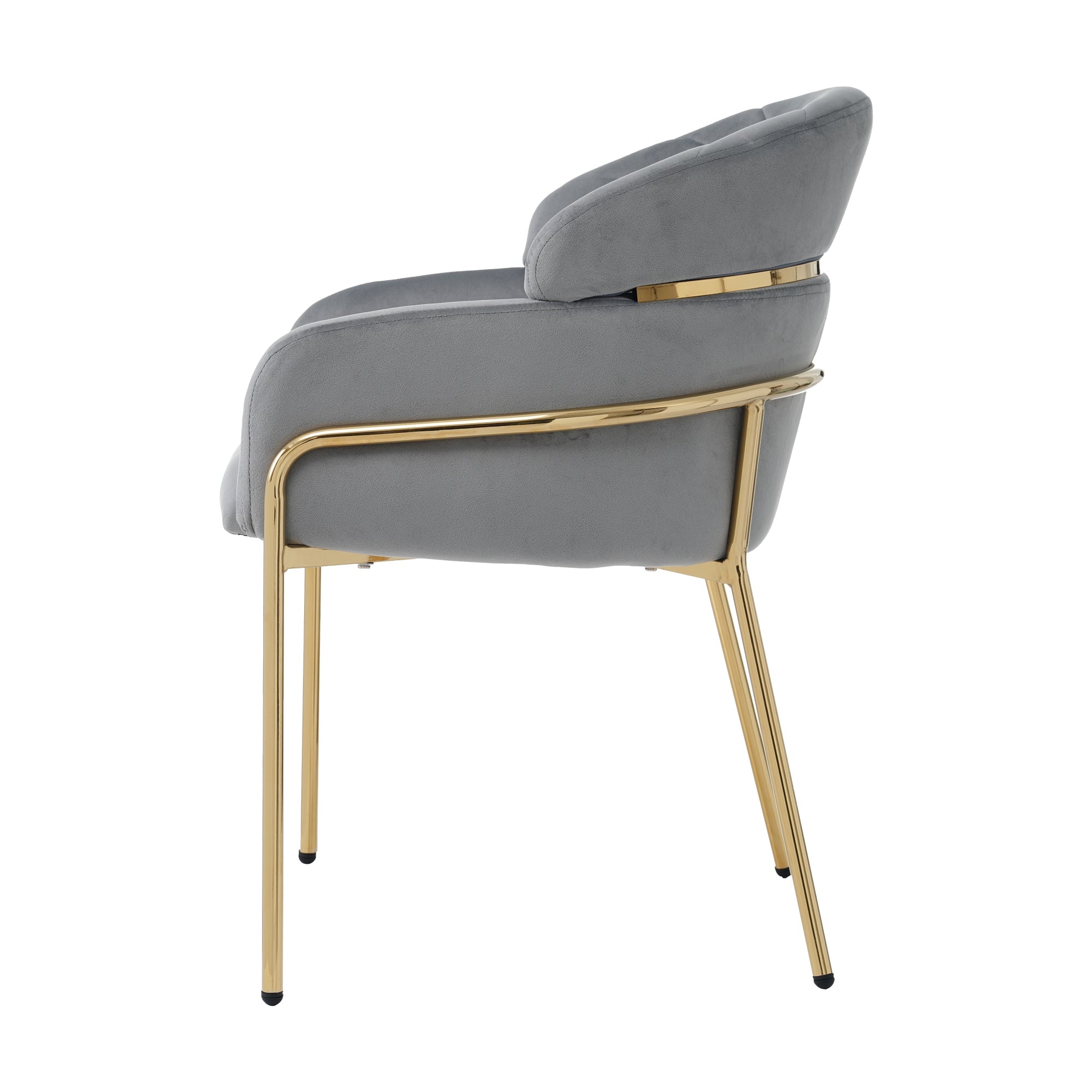 Dining Chair Set of 2, Leisure Chair with Metal Legs, Grey Velvet