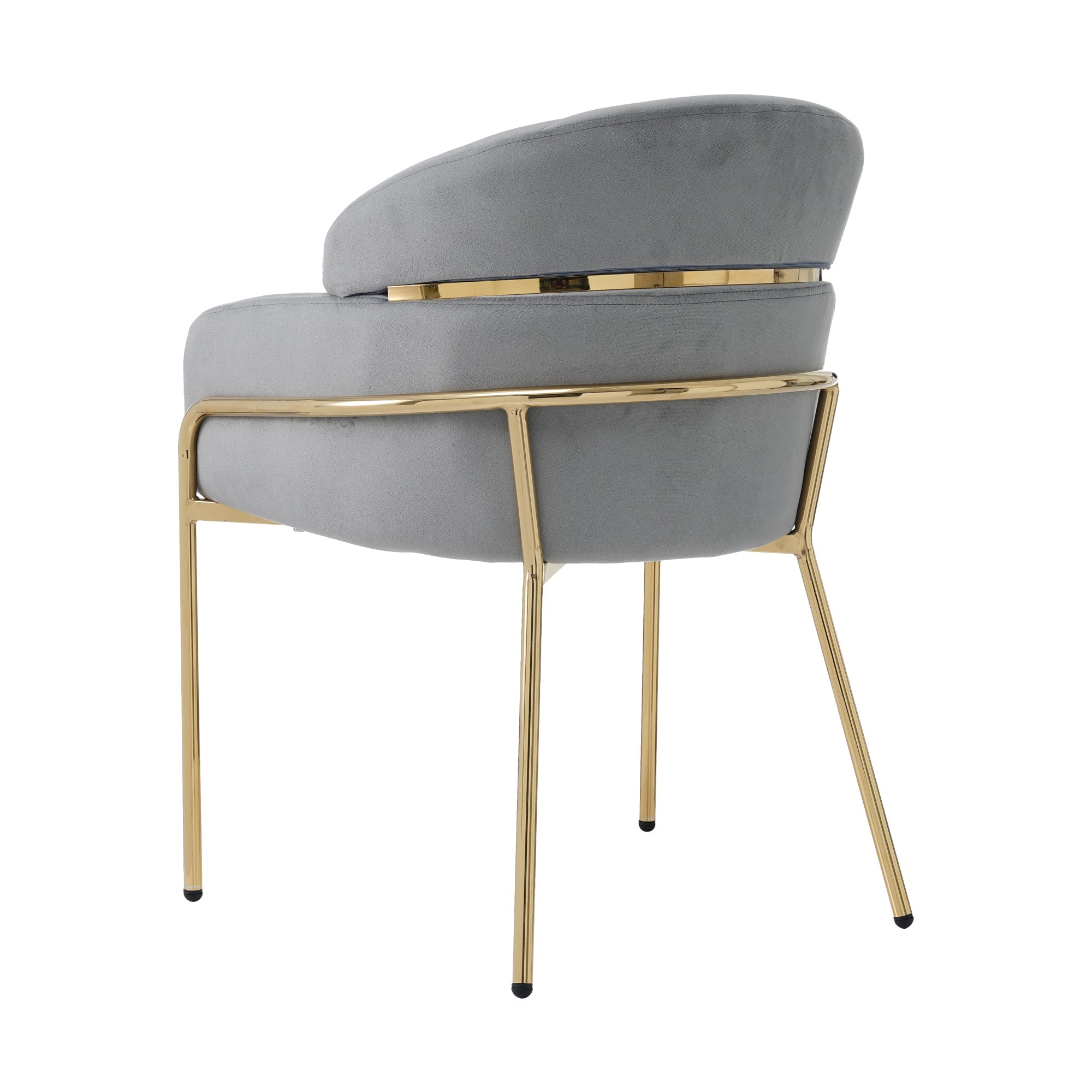 Dining Chair Set of 2, Leisure Chair with Metal Legs, Grey Velvet