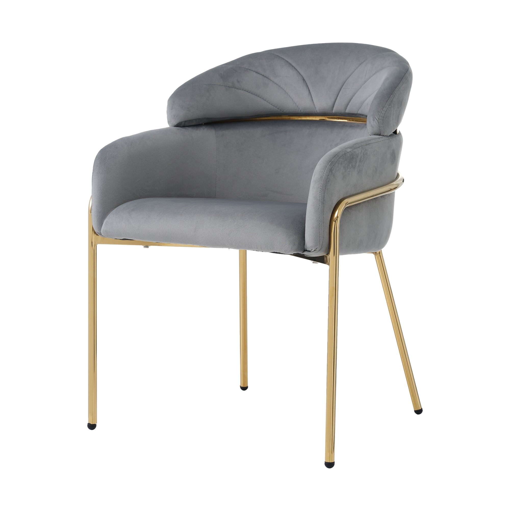Dining Chair Light Luxury Leisure Metal Legs Velvet Grey