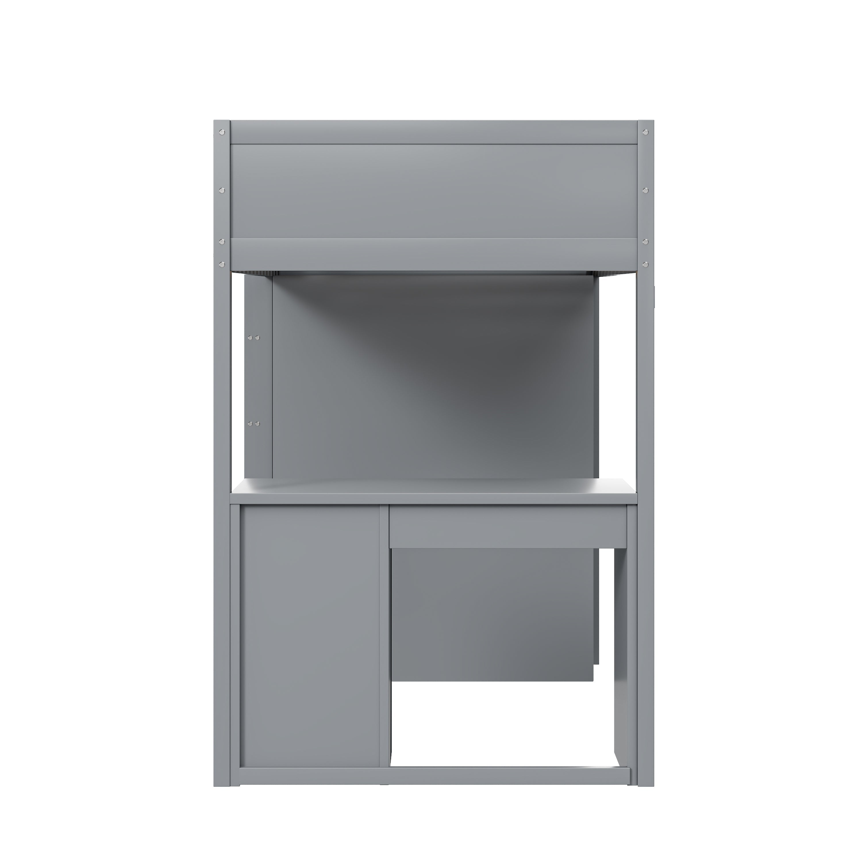 Loft Bed, 90x200cm with Storage & Desk, Wood Grey