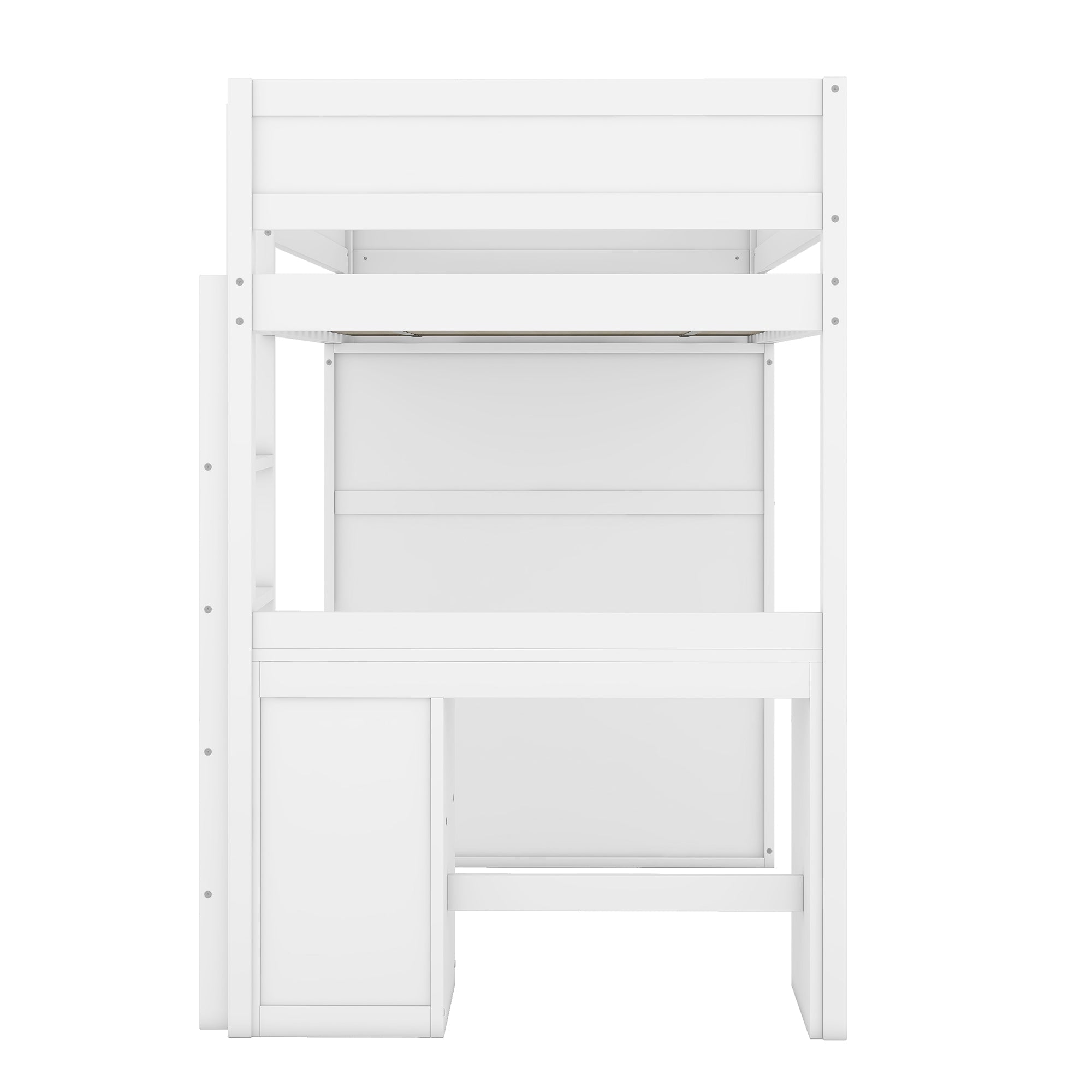 Loft Bed 90x200cm with Desk Wardrobe Drawers - White