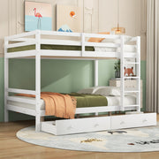 Bunk Bed 140x200cm with Drawers Storage & High Railings, White