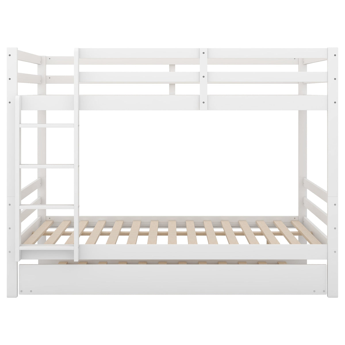 Bunk Bed 140x200cm Pull-Out Bed Sturdy Stairs - White
