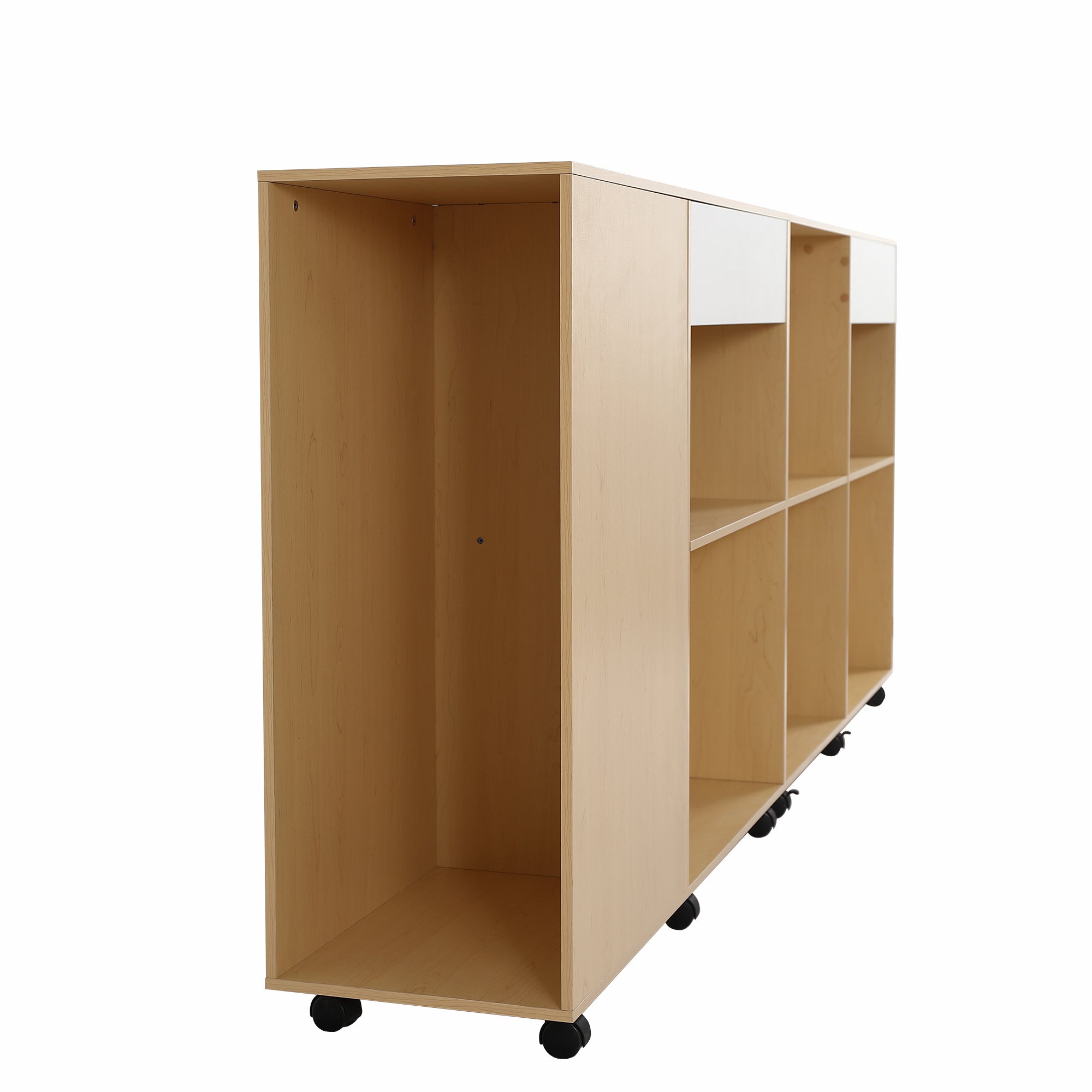 Cabinets, Storage with Shelves & Open Compartments, 2 on Castors, White Light Oak MDF