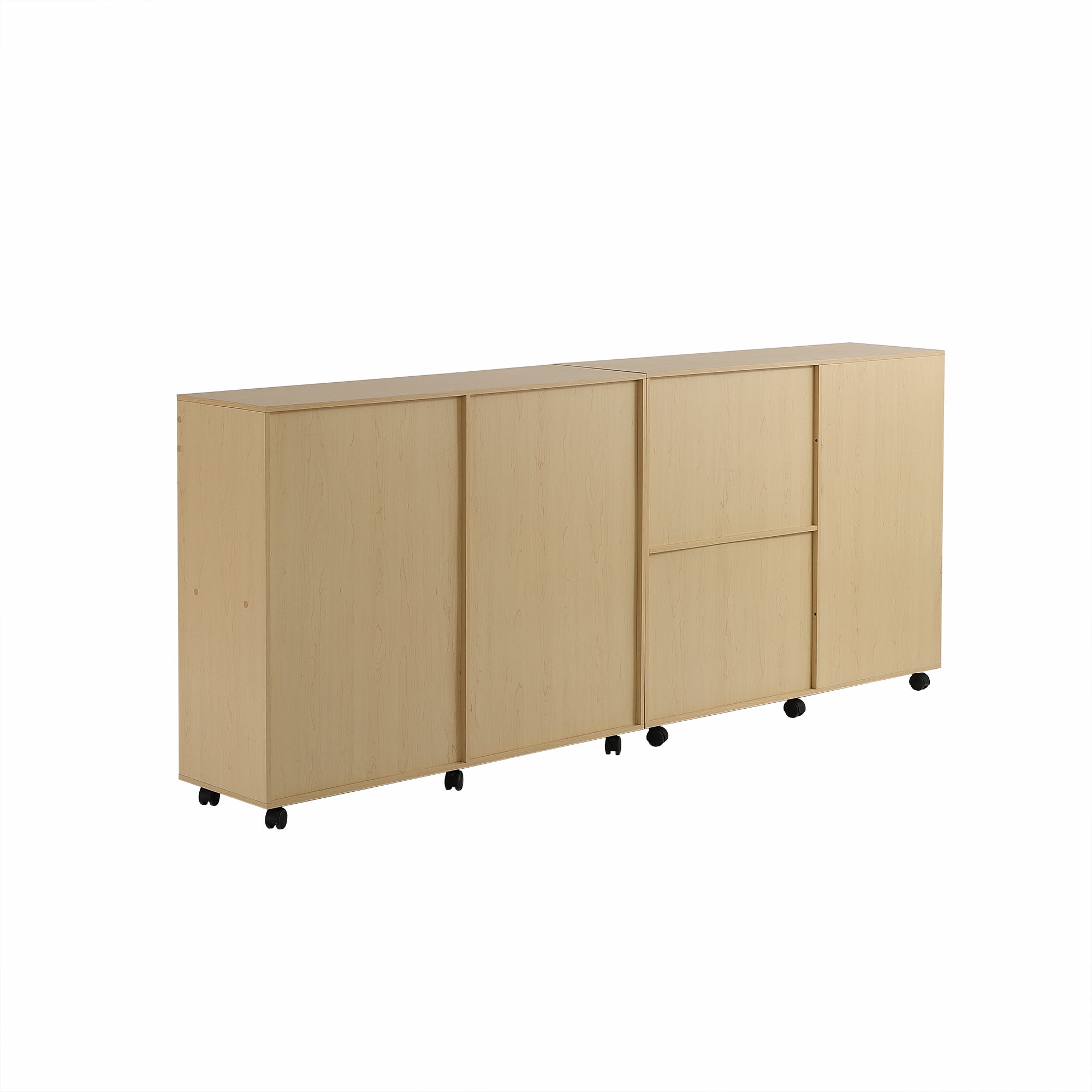 Cabinets, Storage with Shelves & Open Compartments, 2 on Castors, White Light Oak MDF
