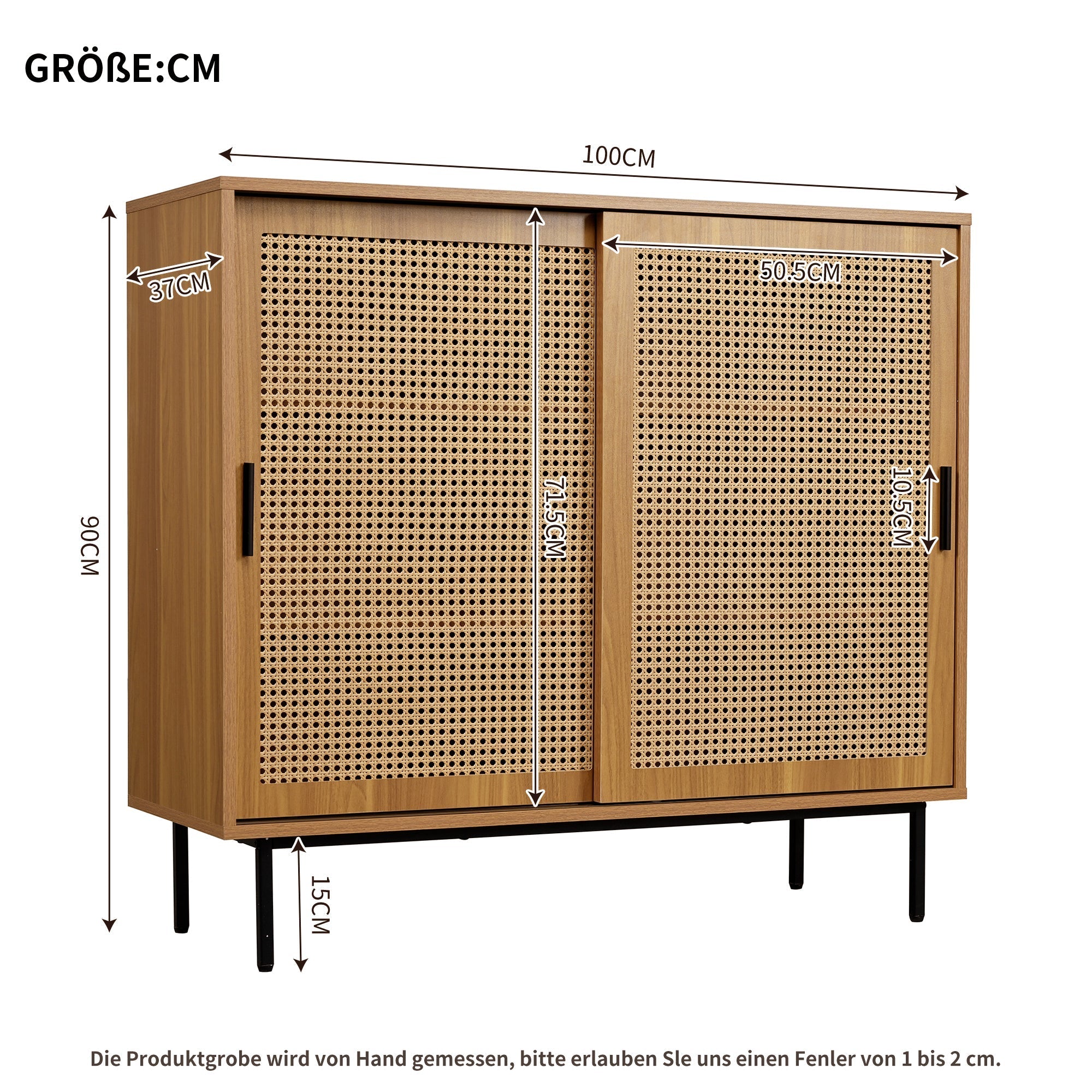Sideboard kitchen cabinet, chest of drawers with 2 sliding doors and adjustable shelf