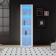 White High-Gloss Display Cabinet with LED Lighting, 3 Glass Shelves, 55x38x166 cm