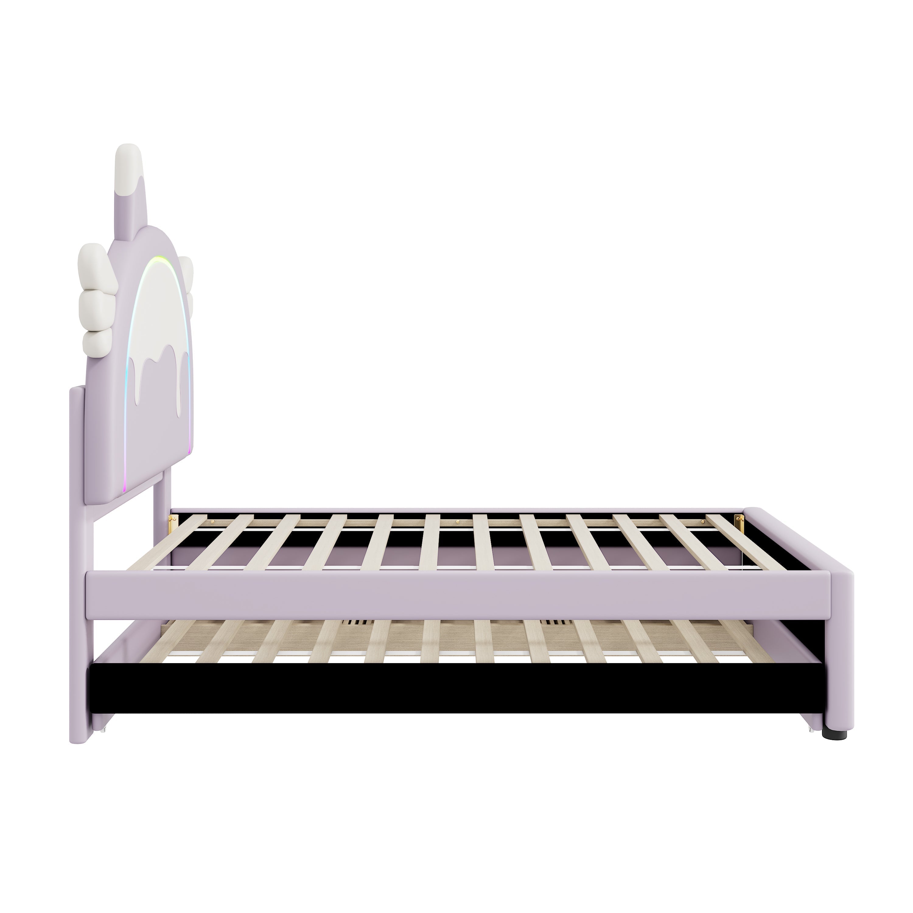 Cartoon Children's Bed 90x200cm Unicorn Extendable Rollaway - PU Violet