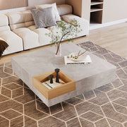 Coffee Table with Removable Storage Box, Concrete Gray and Wood Color