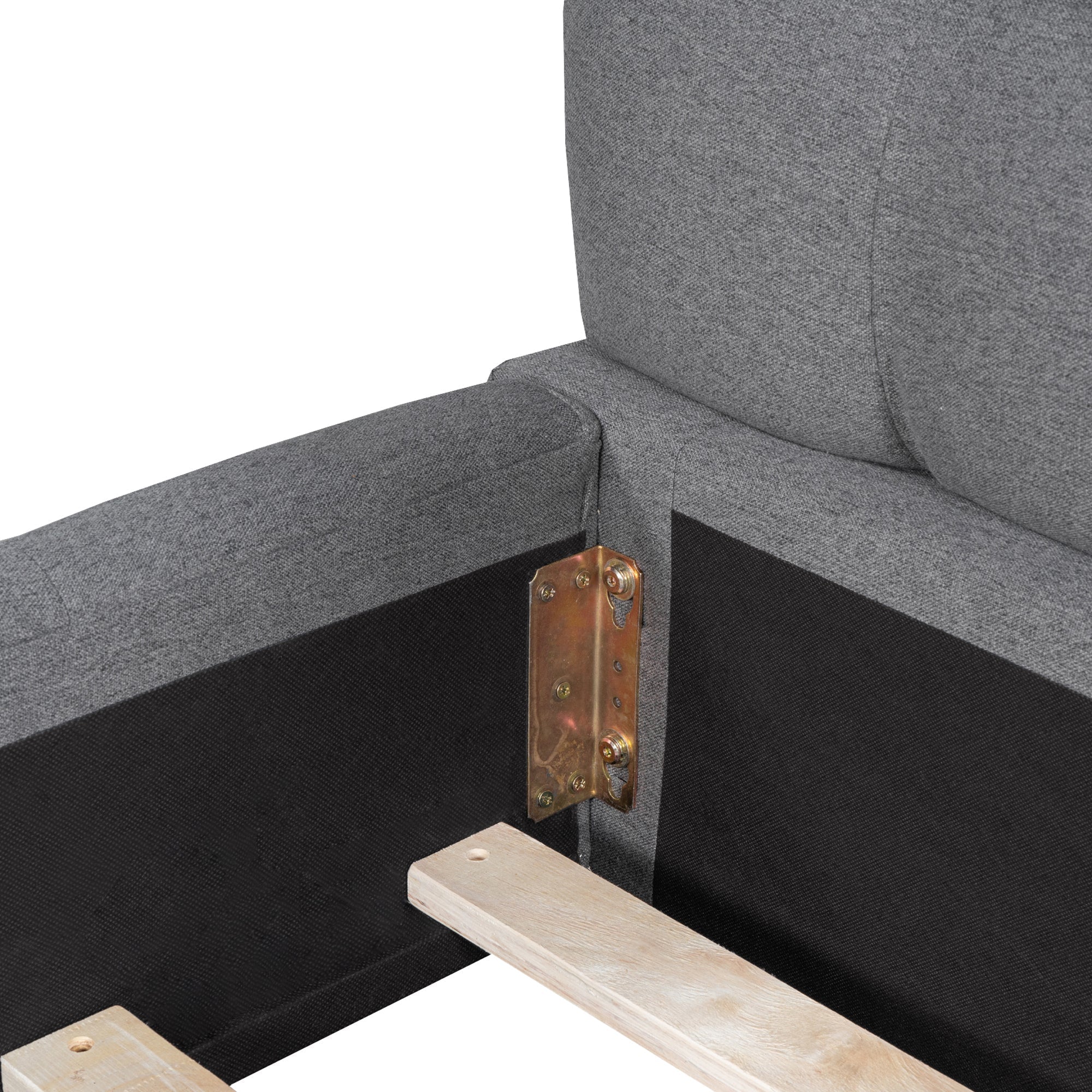 Upholstered Bed, 140 x 190 cm Double with Soft Backrest, Linen Grey