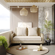 Hollywood Swing Garden Set 2-Seater Outdoor Rattan with Removable Cushions, Beige