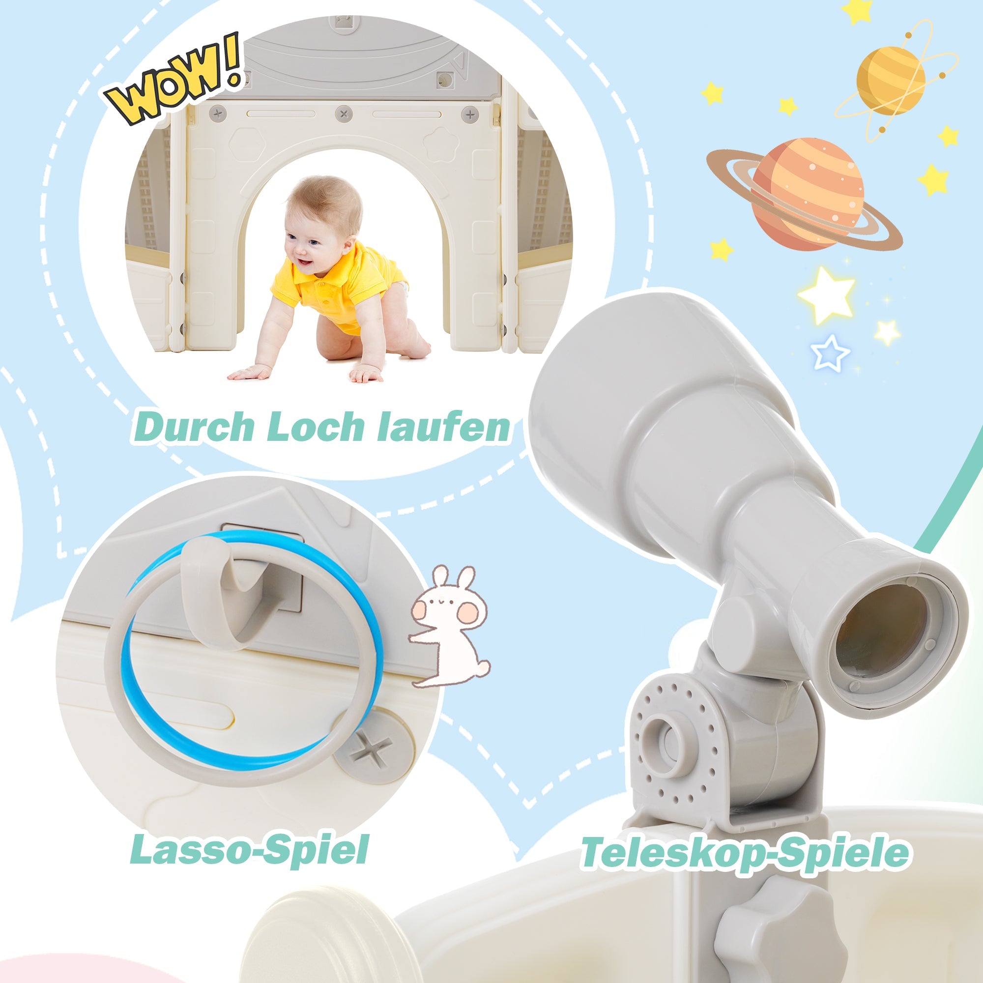 8-in-1 children's slide climbing toy, multifunctional with 2 slides, freestanding, climbing, drilling game, storage, play corridor, basketball hoop, lasso game, telescope