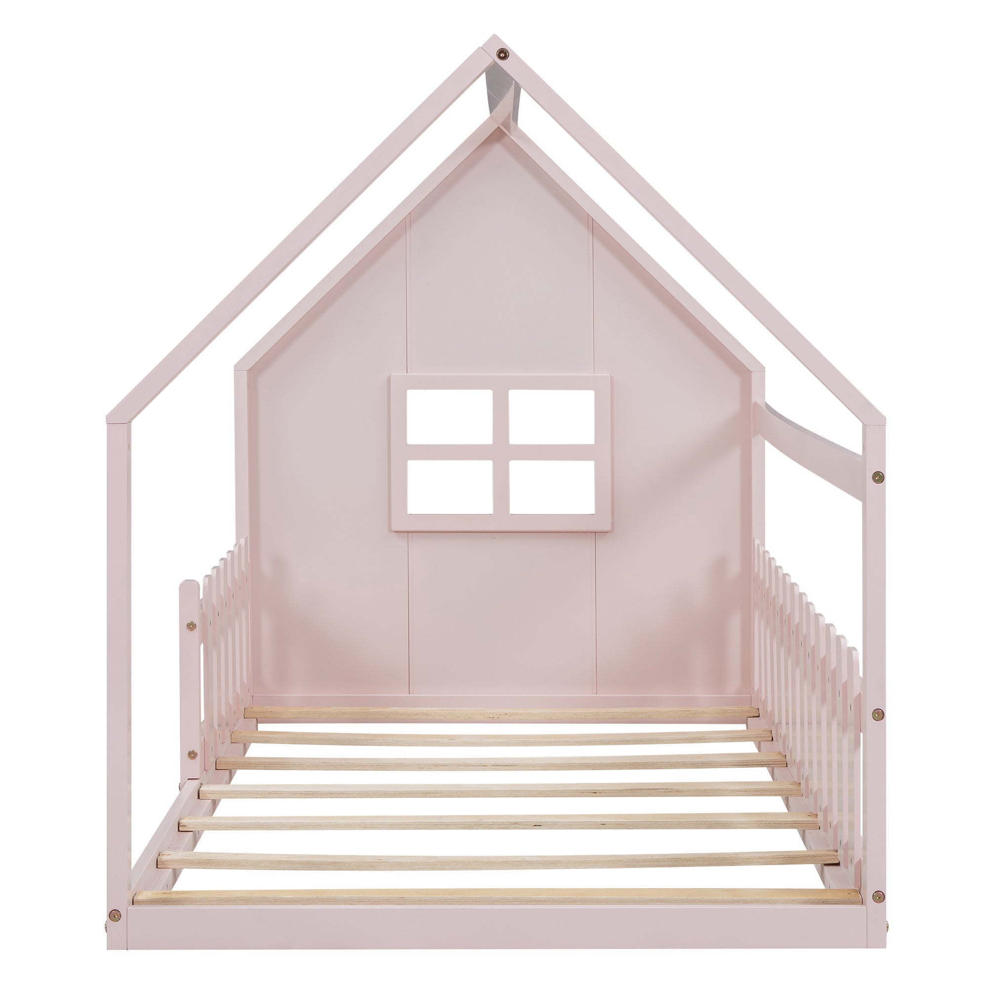 Children's Bed 90x200cm Flat Bed House Rail - Pink