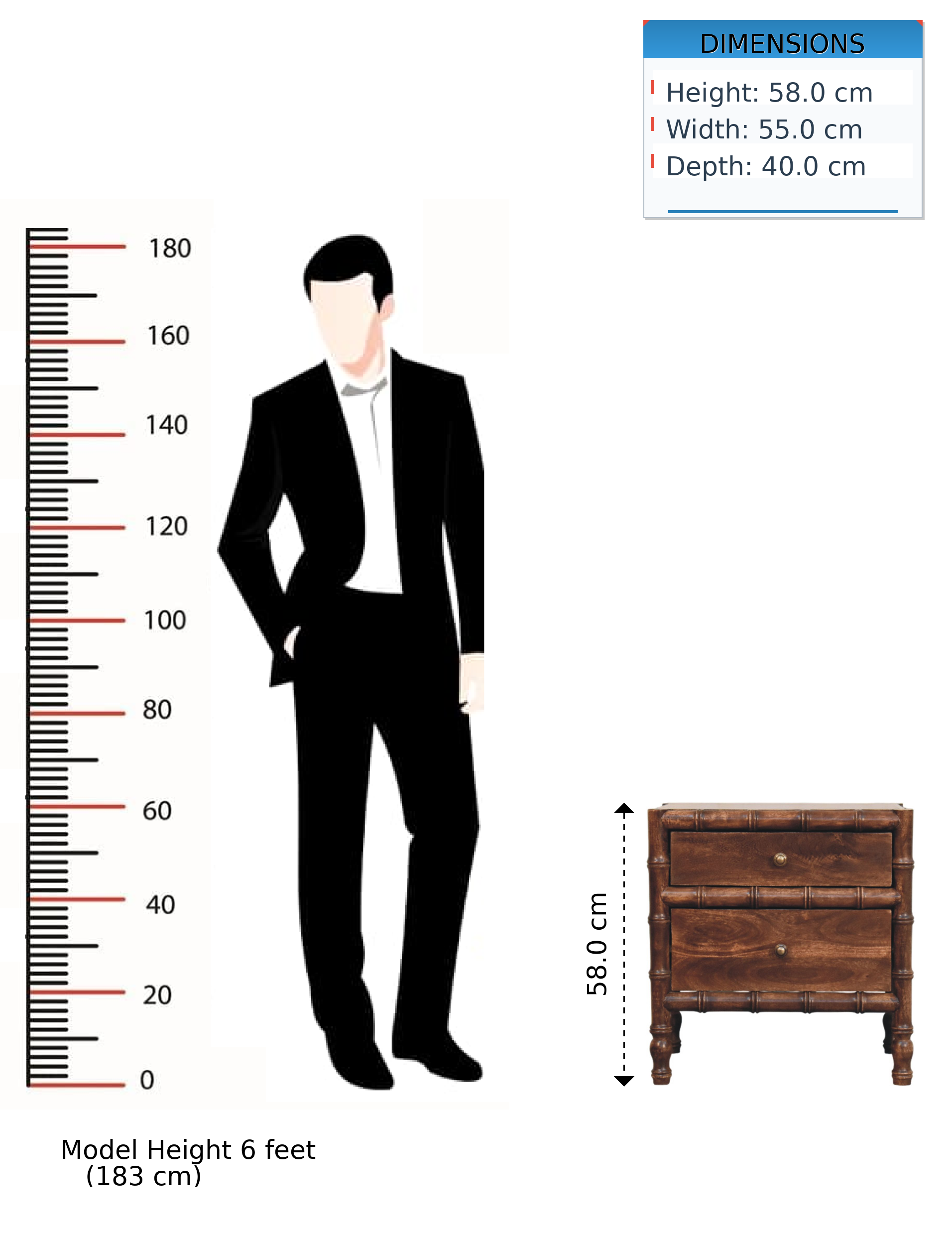Nightstand, Bamboo Frame, Roasted Almond