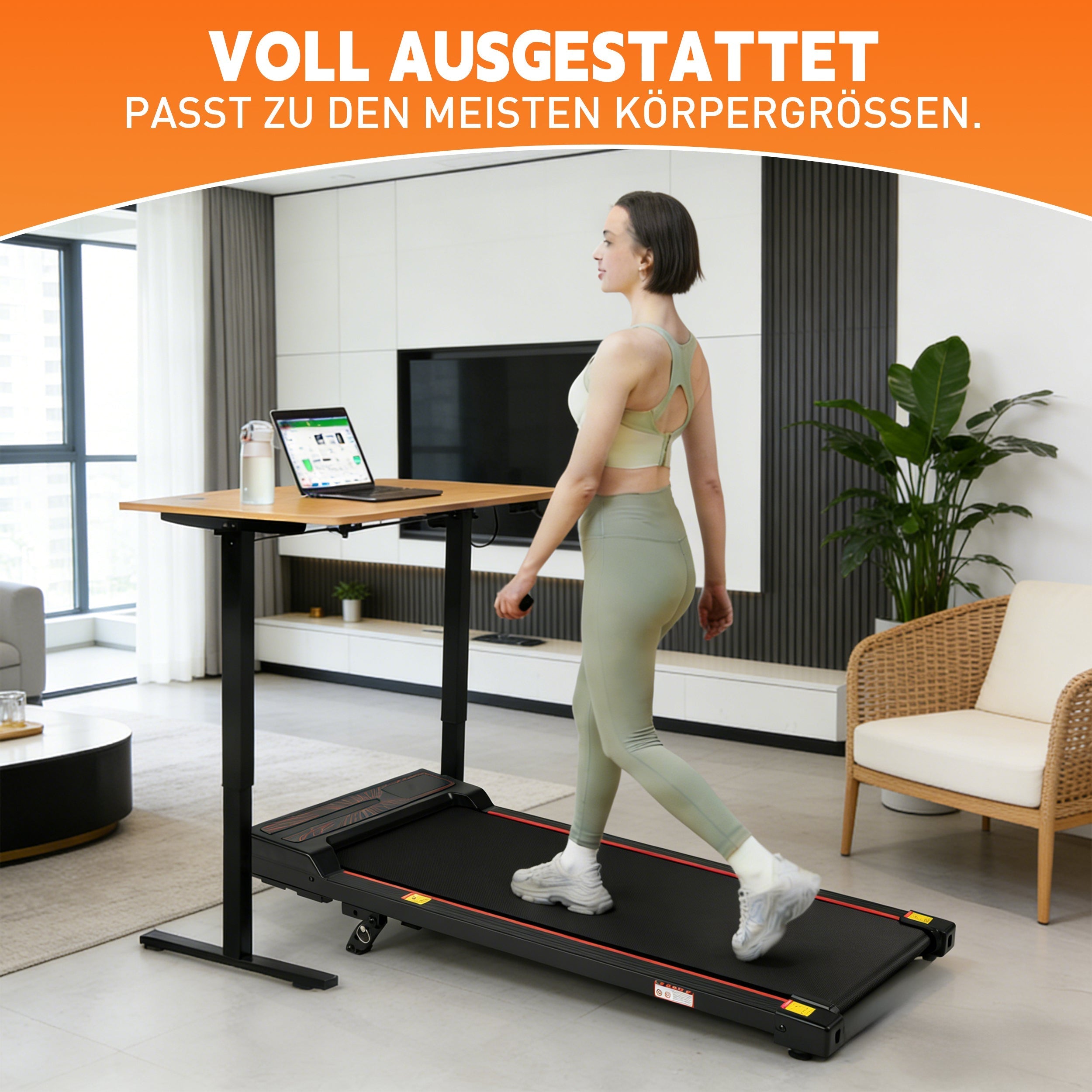Walking Pad Treadmill with Adjustable Incline and Remote Control, 1-6 km/h 2-in-1 Portable Design, Black