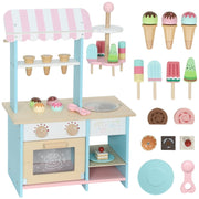 Ice Cream Truck Play Kitchen 17-Piece Set Oven - Light Blue MDF