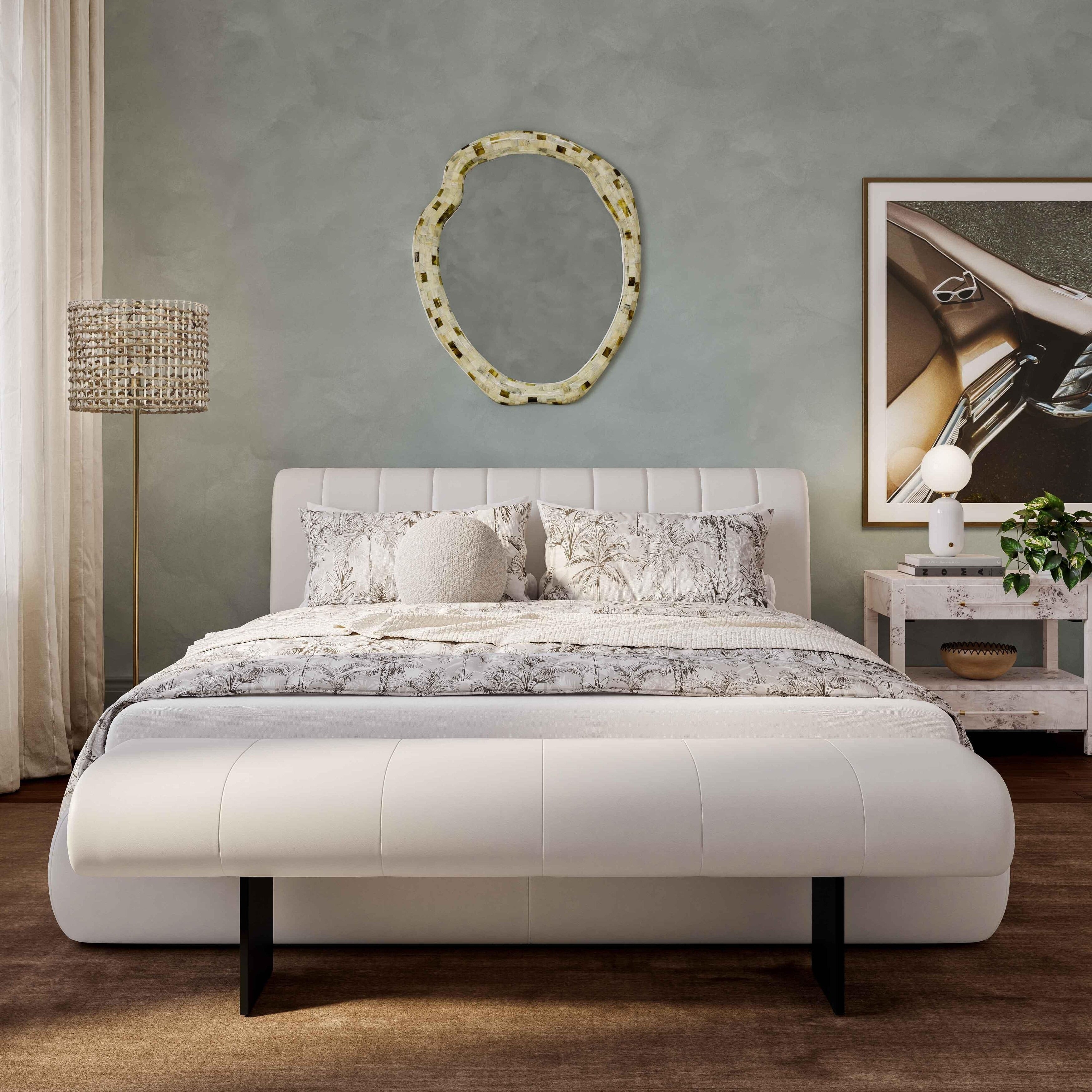 Karol King Bed, Vegan Leather, Cream
