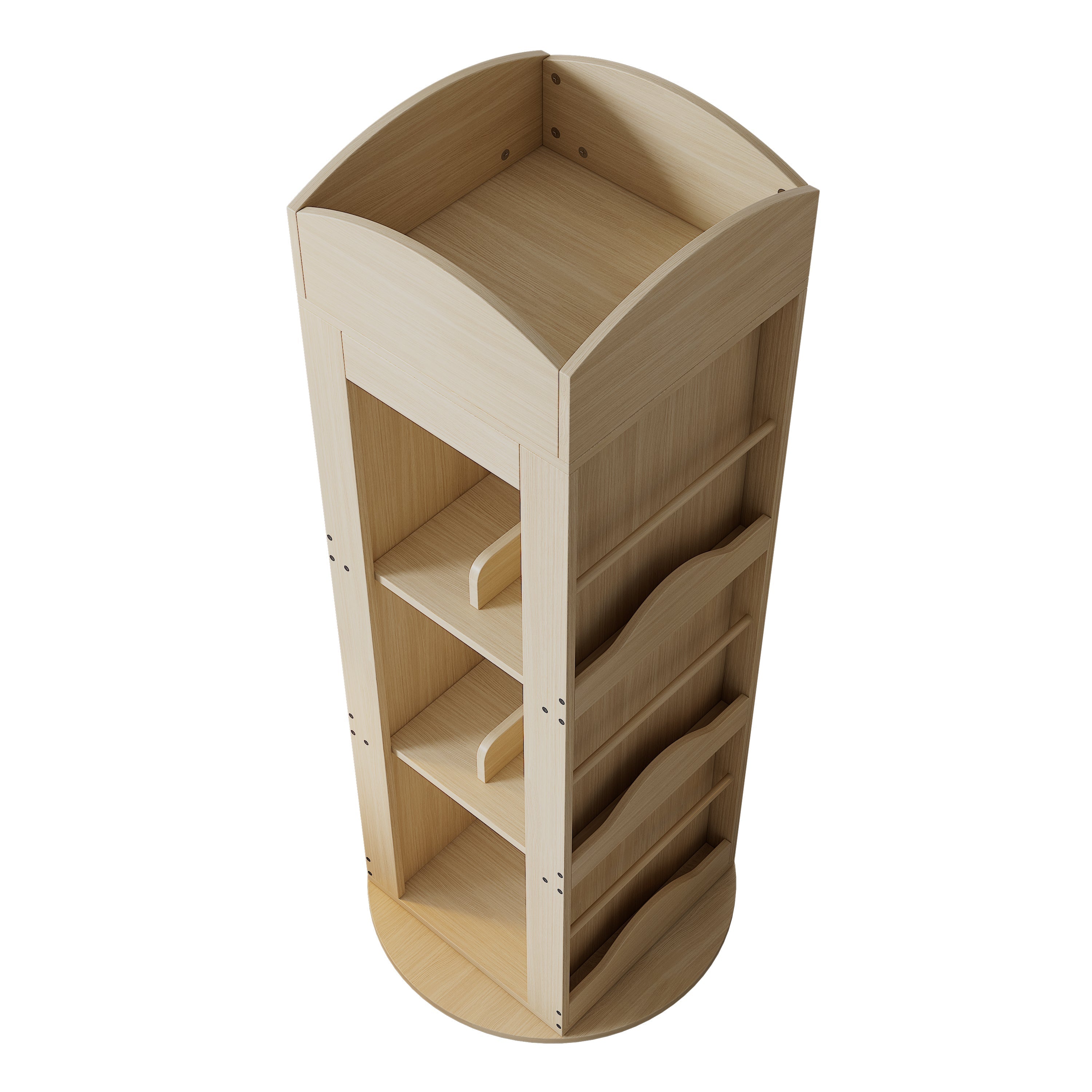 Rotating Bookshelf with 360-Degree Rotation and 4 Shelves, Wood