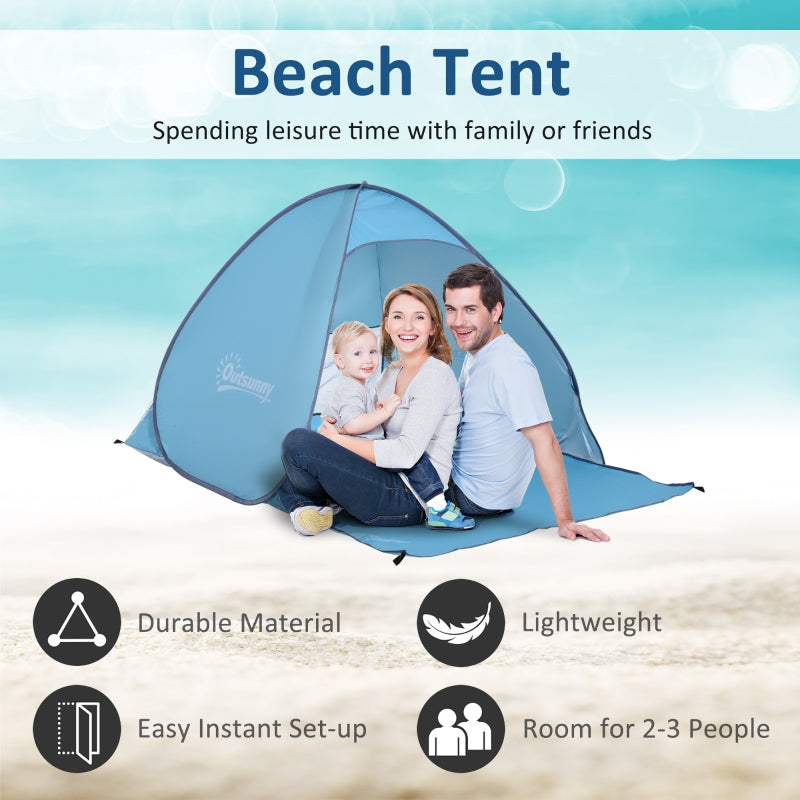 Pop-up Beach Tent UV 30+ Protection for 2-3 Person, Blue