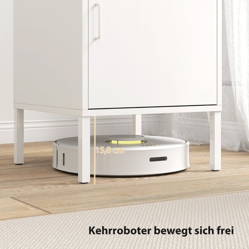 Steel Bedside Table Adjustable Shelf - White