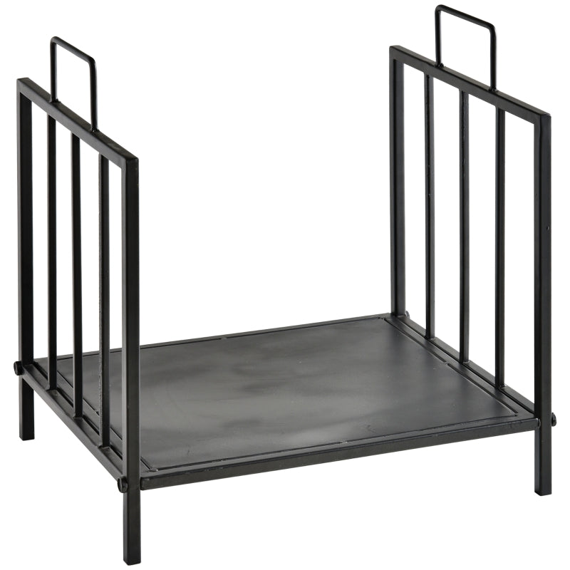 Indoor Firewood Rack with Handles 44.5x33x46.5cm - Black Metal