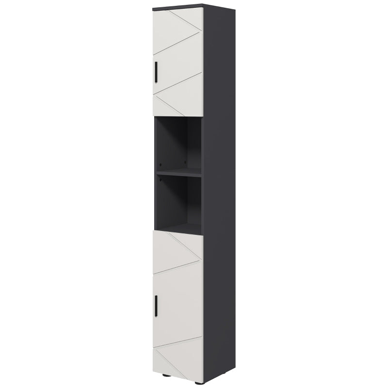Kleankin Slim Bathroom Cabinet, Tall with Adjustable Shelf, Gray