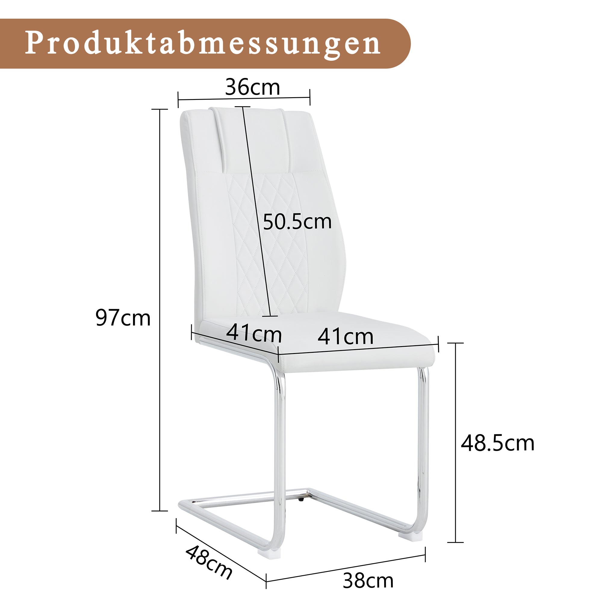 Scandinavian Dining Chairs Set of 4 Mesh Back Metal Legs - White PU
