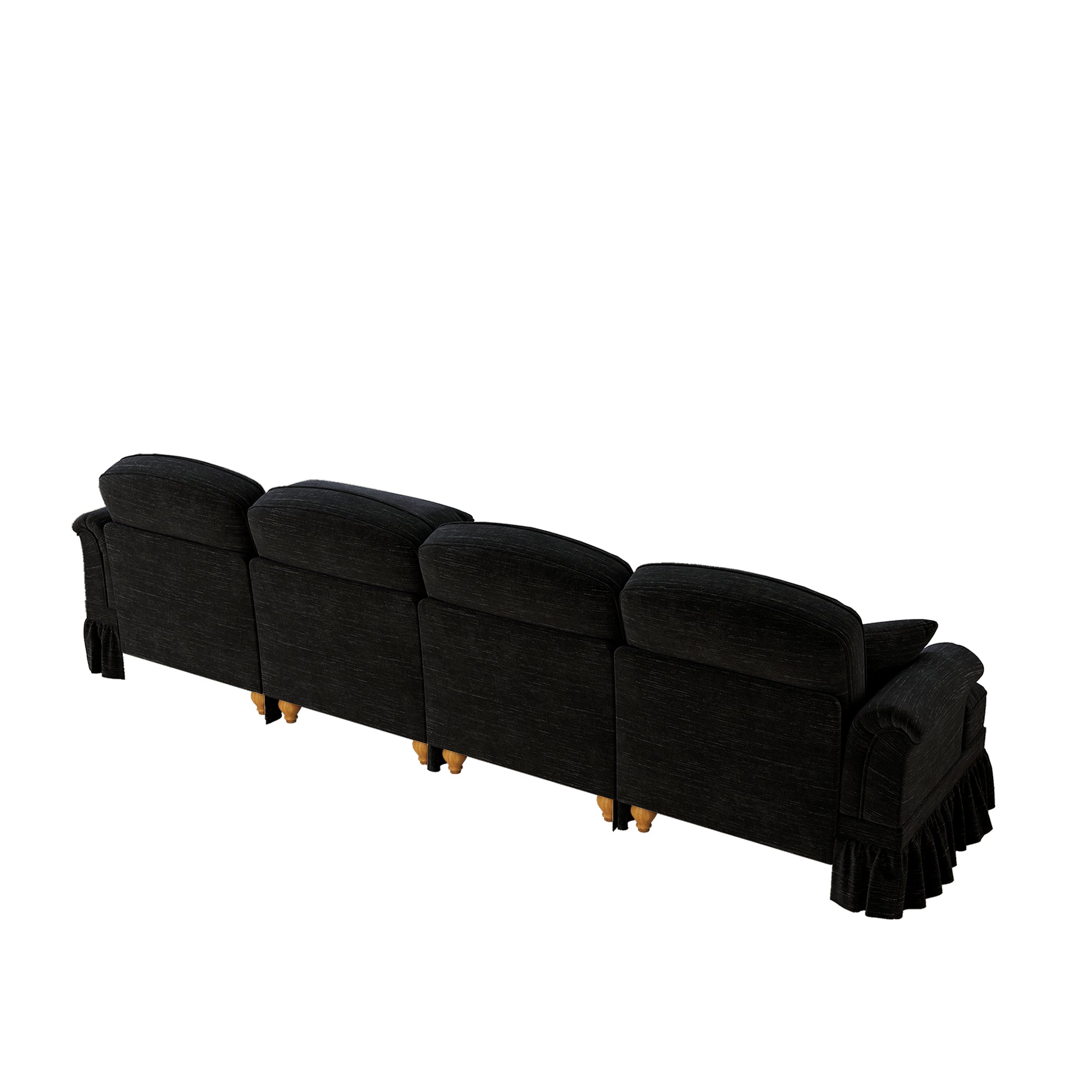 Classic L-Shaped Modular Sofa 4-Seater Movable Ottoman - Chenille Black