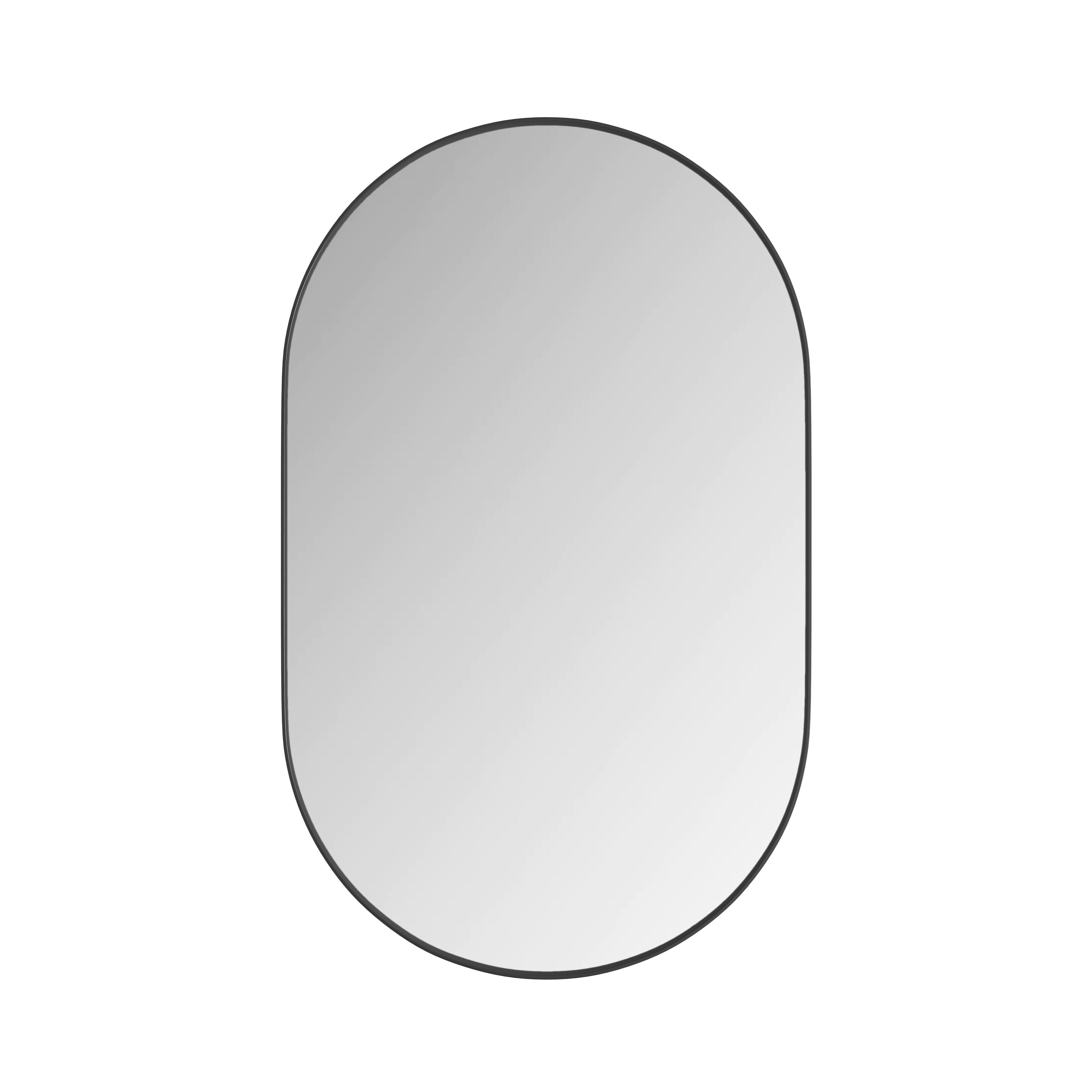 Stylish Oval Mirror Cabinet, Wall with Adjustable Shelves, Black