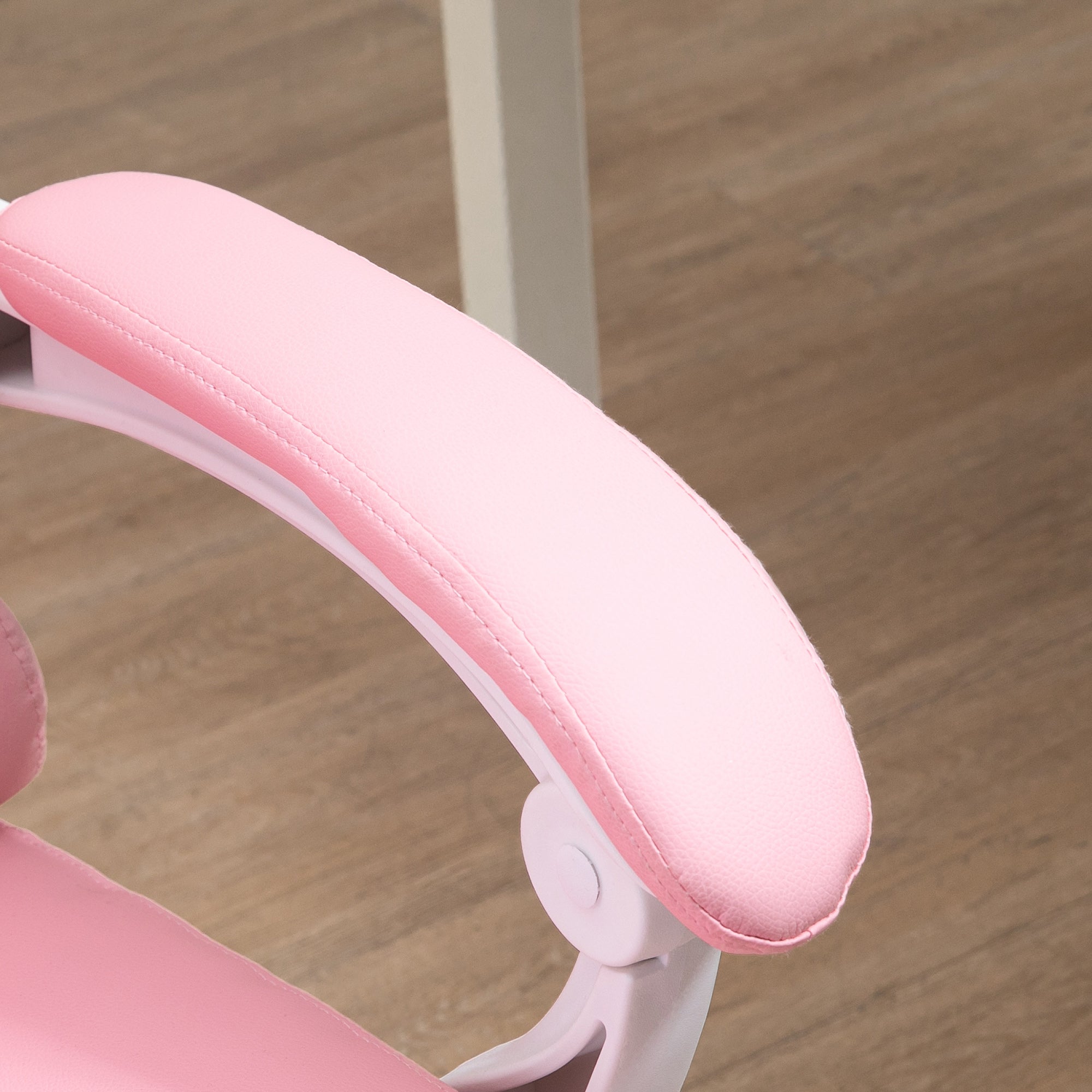 Office Chair Reclining Footrest Casters Adjustable Faux Leather Pink