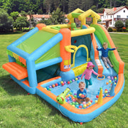 Children's Bouncy Castle and Inflatable Water Park with Blower, Slide and Basketball Hoop, 360x350x210cm, Oxford Fabric